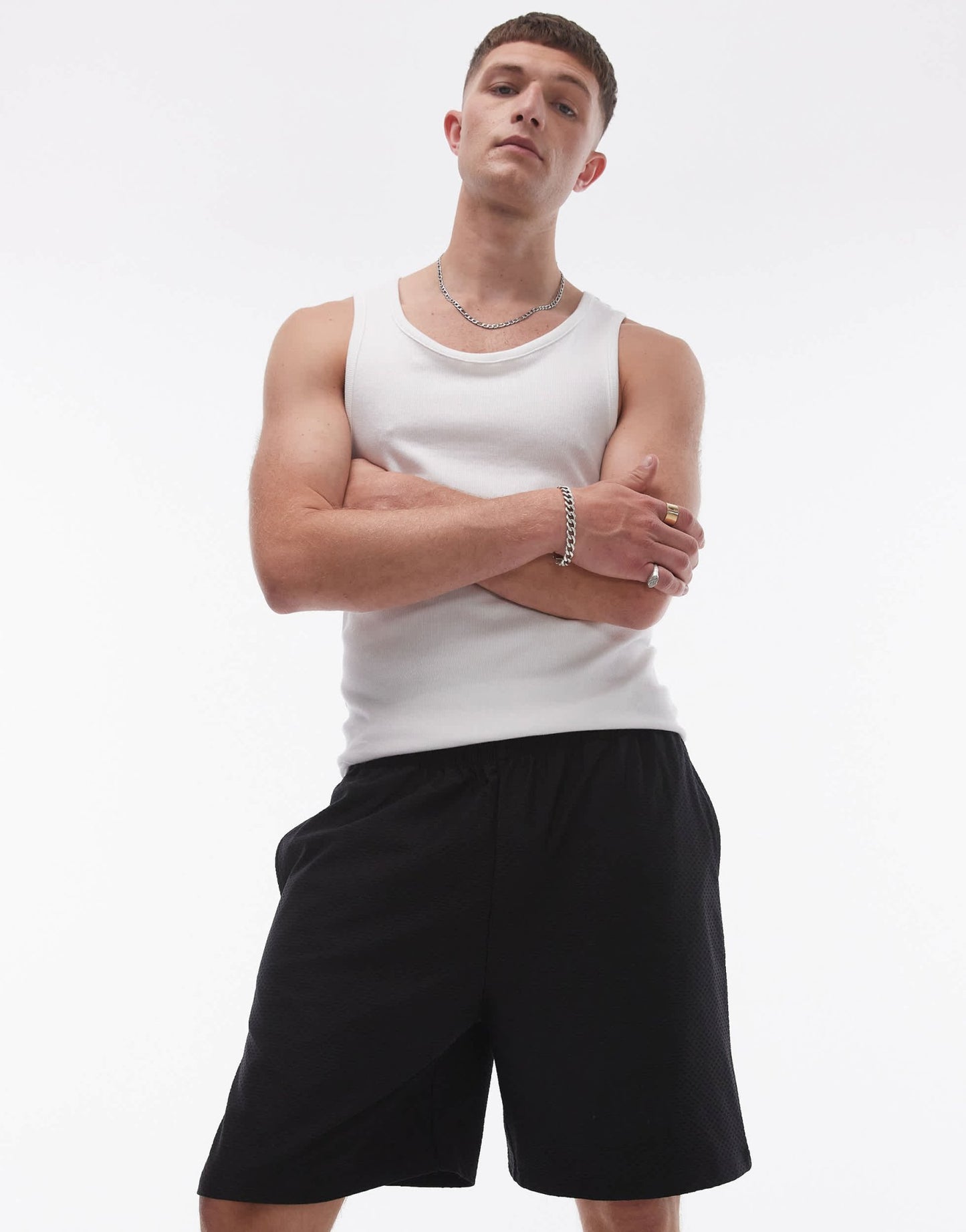 Topman oversized fit airtex short in black - ASOS Sample Sale EU Store