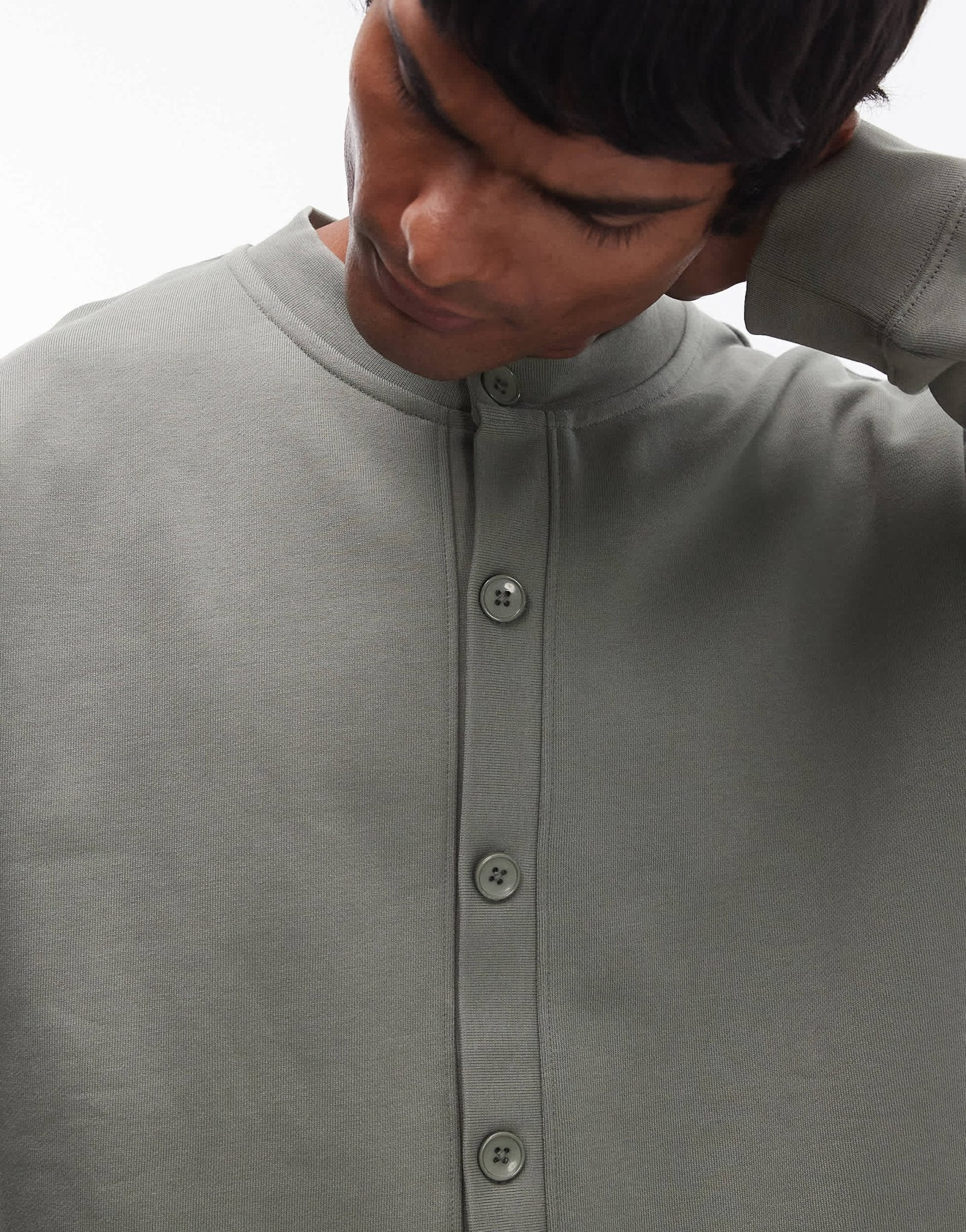 Topman oversized fit crew neck cardigan in sage - ASOS Sample Sale EU Store