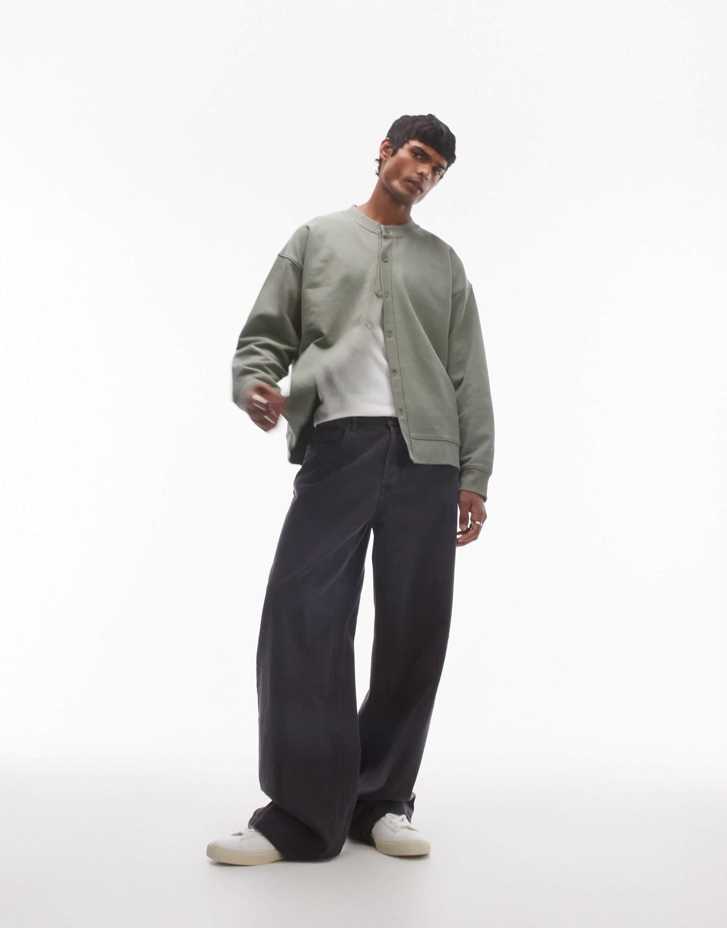 Topman oversized fit crew neck cardigan in sage - ASOS Sample Sale EU Store