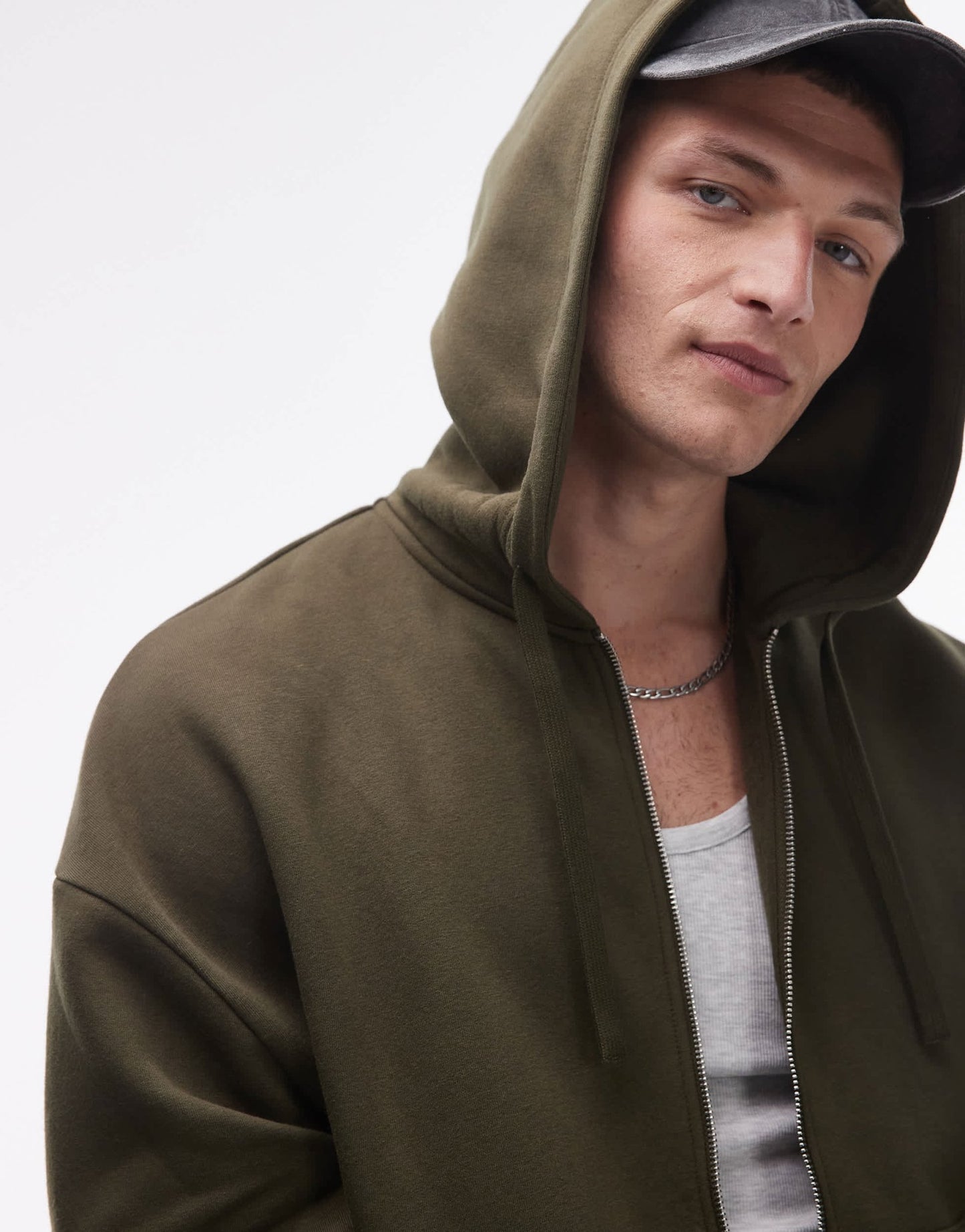 Topman oversized fit full zip hoodie in khaki - ASOS Sample Sale EU Store