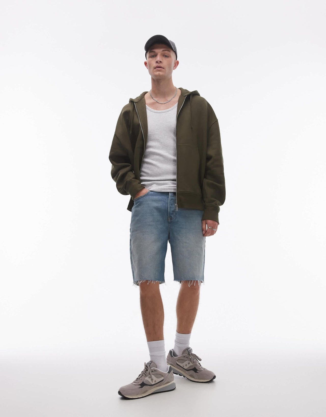 Topman oversized fit full zip hoodie in khaki - ASOS Sample Sale EU Store