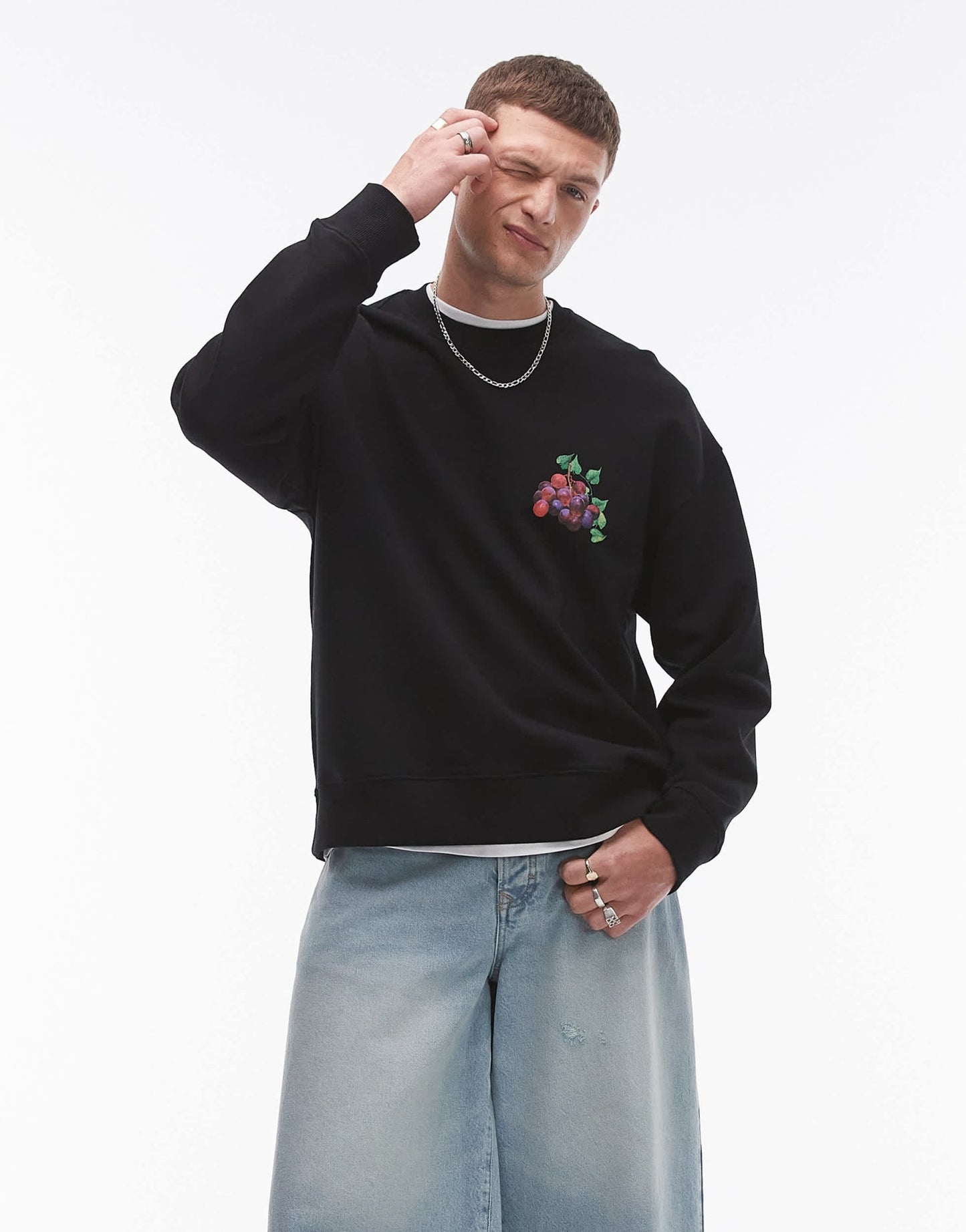 Topman oversized fit sweat with Paradiso front and back print in black - ASOS Sample Sale EU Store
