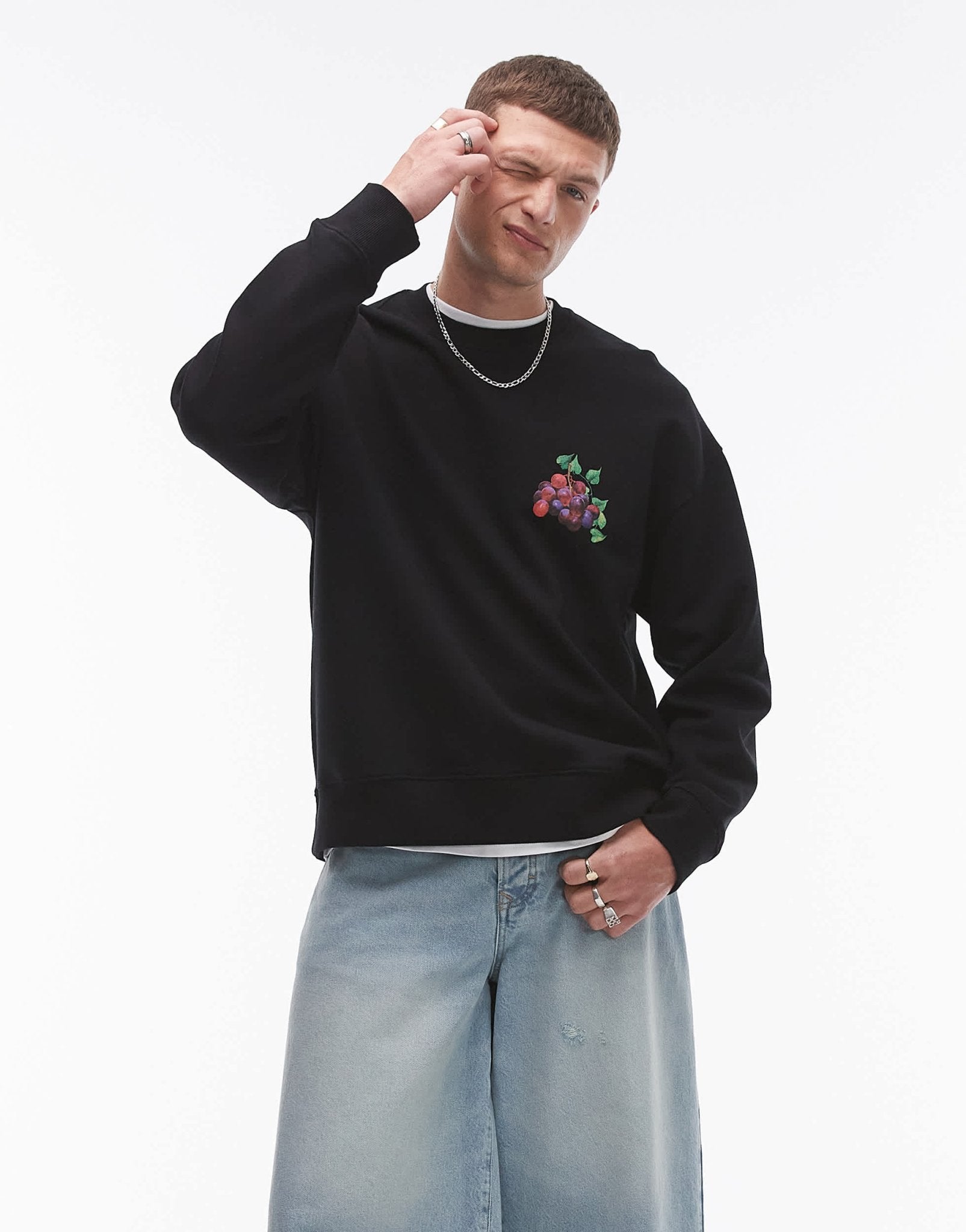 Topman oversized fit sweat with Paradiso front and back print in black - ASOS Sample Sale EU Store