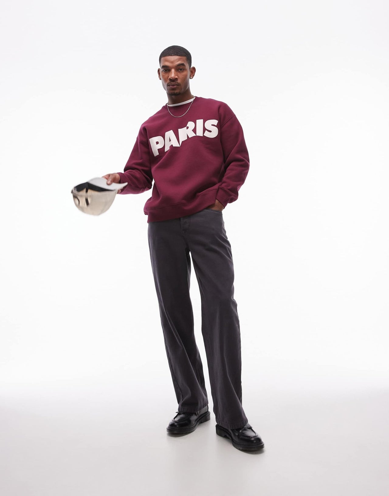 Topman oversized fit sweatshirt with Paris print in burgundy - ASOS Sample Sale EU Store
