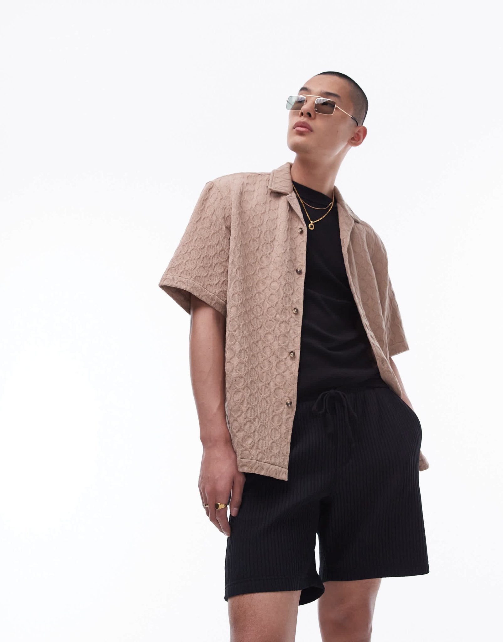 Topman plisse shorts in black - ASOS Sample Sale EU Store