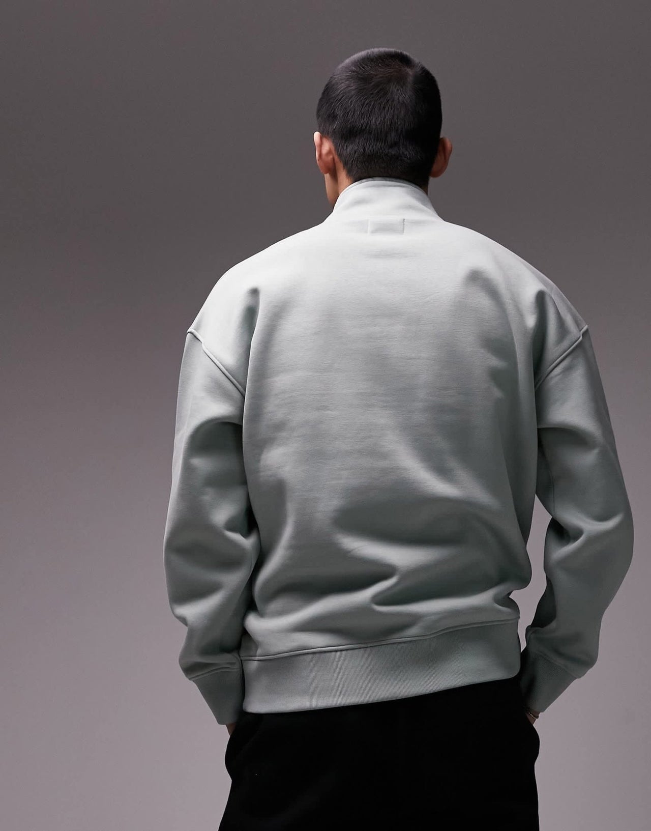 Topman premium heavyweight oversized 1/4 zip sweatshirt in sage - ASOS Sample Sale EU Store