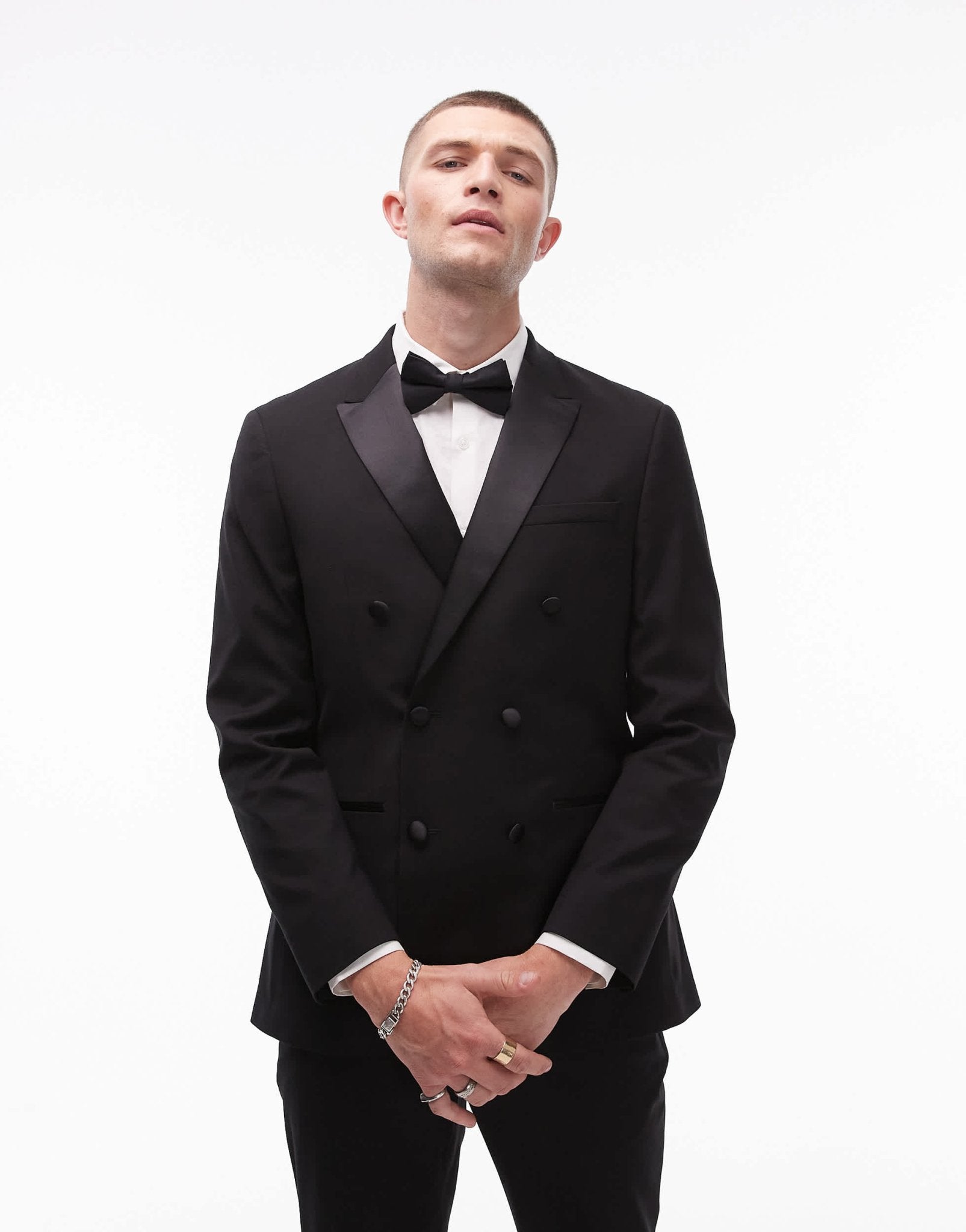 Topman premium slim wool tux suit jacket in black - ASOS Sample Sale EU Store