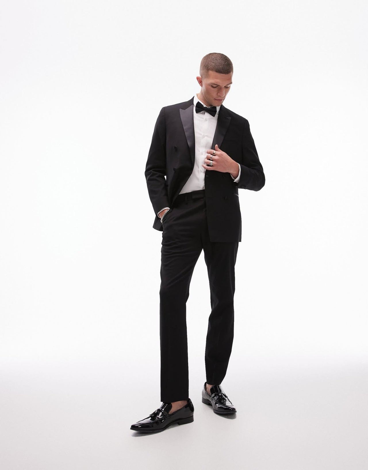 Topman premium slim wool tux suit jacket in black - ASOS Sample Sale EU Store