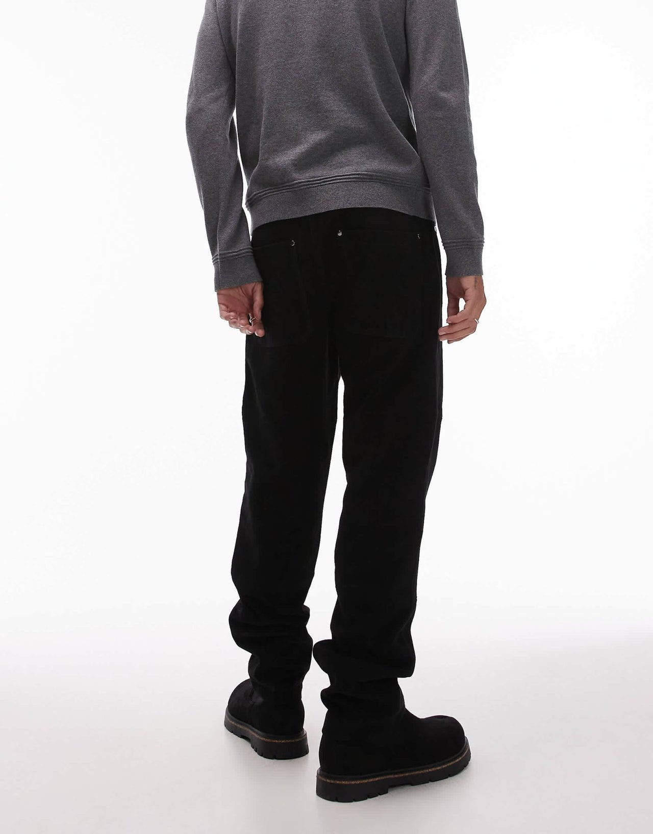 Topman premium straight suede trousers in black - ASOS Sample Sale EU Store