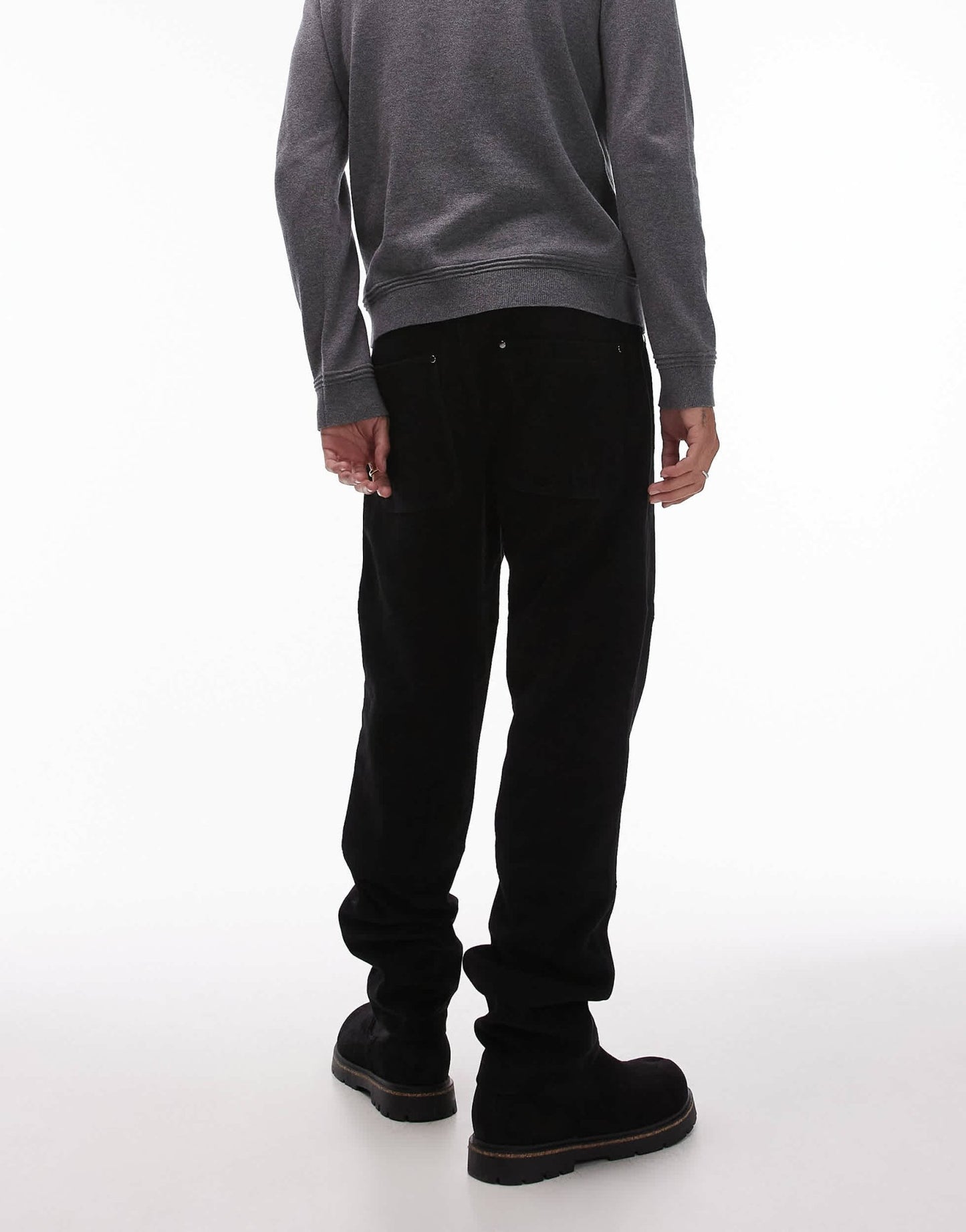 Topman premium straight suede trousers in black - ASOS Sample Sale EU Store