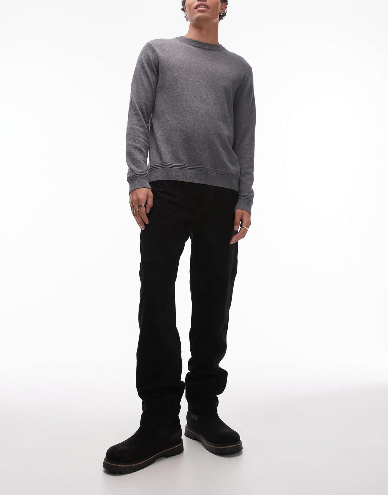 Topman premium straight suede trousers in black - ASOS Sample Sale EU Store