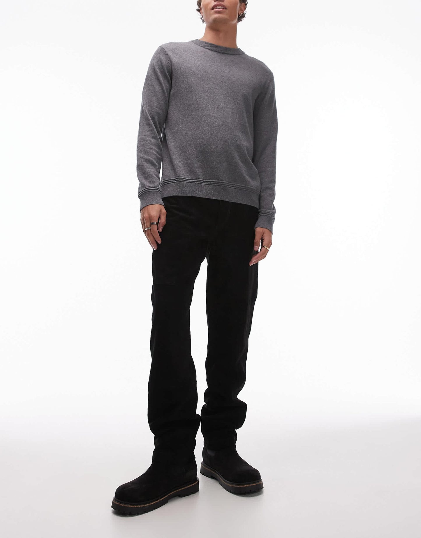Topman premium straight suede trousers in black - ASOS Sample Sale EU Store