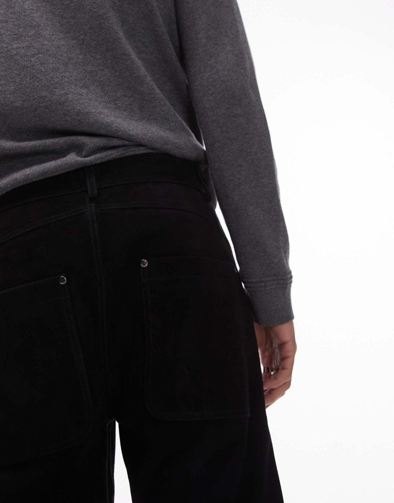 Topman premium straight suede trousers in black - ASOS Sample Sale EU Store