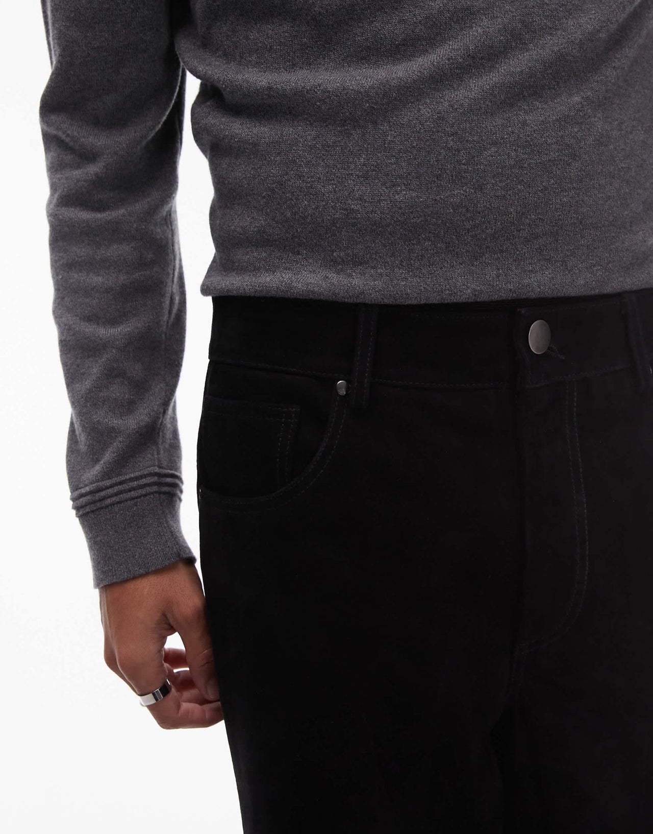 Topman premium straight suede trousers in black - ASOS Sample Sale EU Store