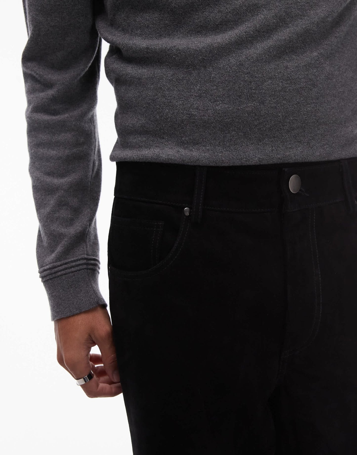 Topman premium straight suede trousers in black - ASOS Sample Sale EU Store