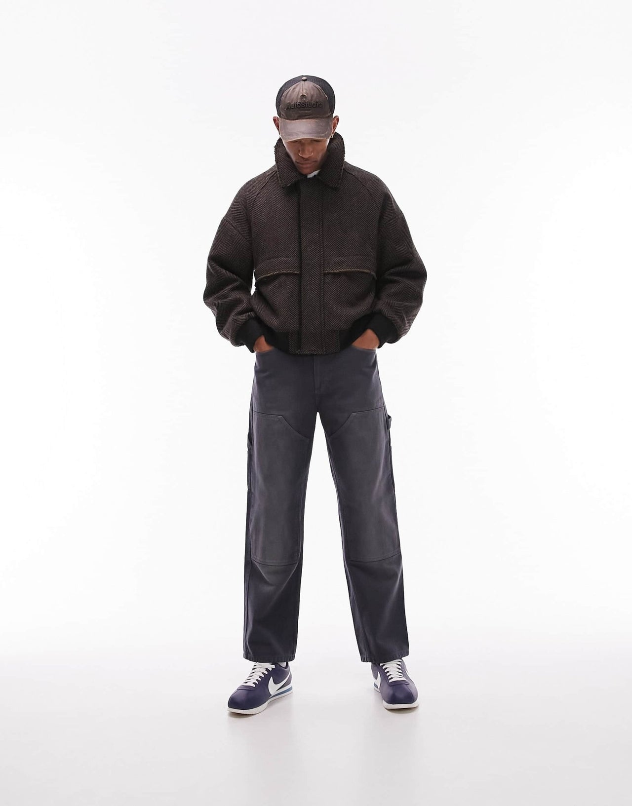 Topman raw edge wool blend bomber in brown - ASOS Sample Sale EU Store
