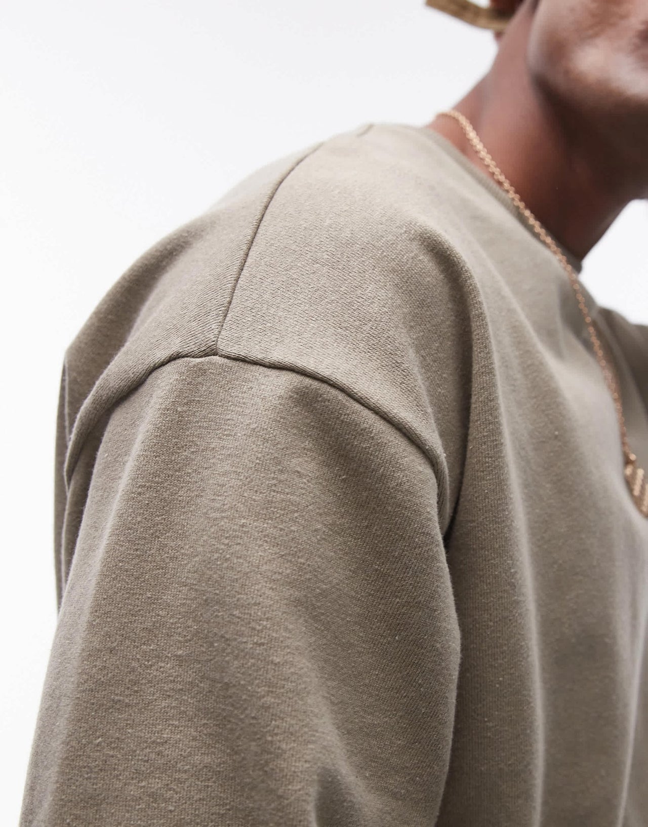 Topman relaxed fit linen blend short sleeve sweatshirt in khaki - ASOS Sample Sale EU Store