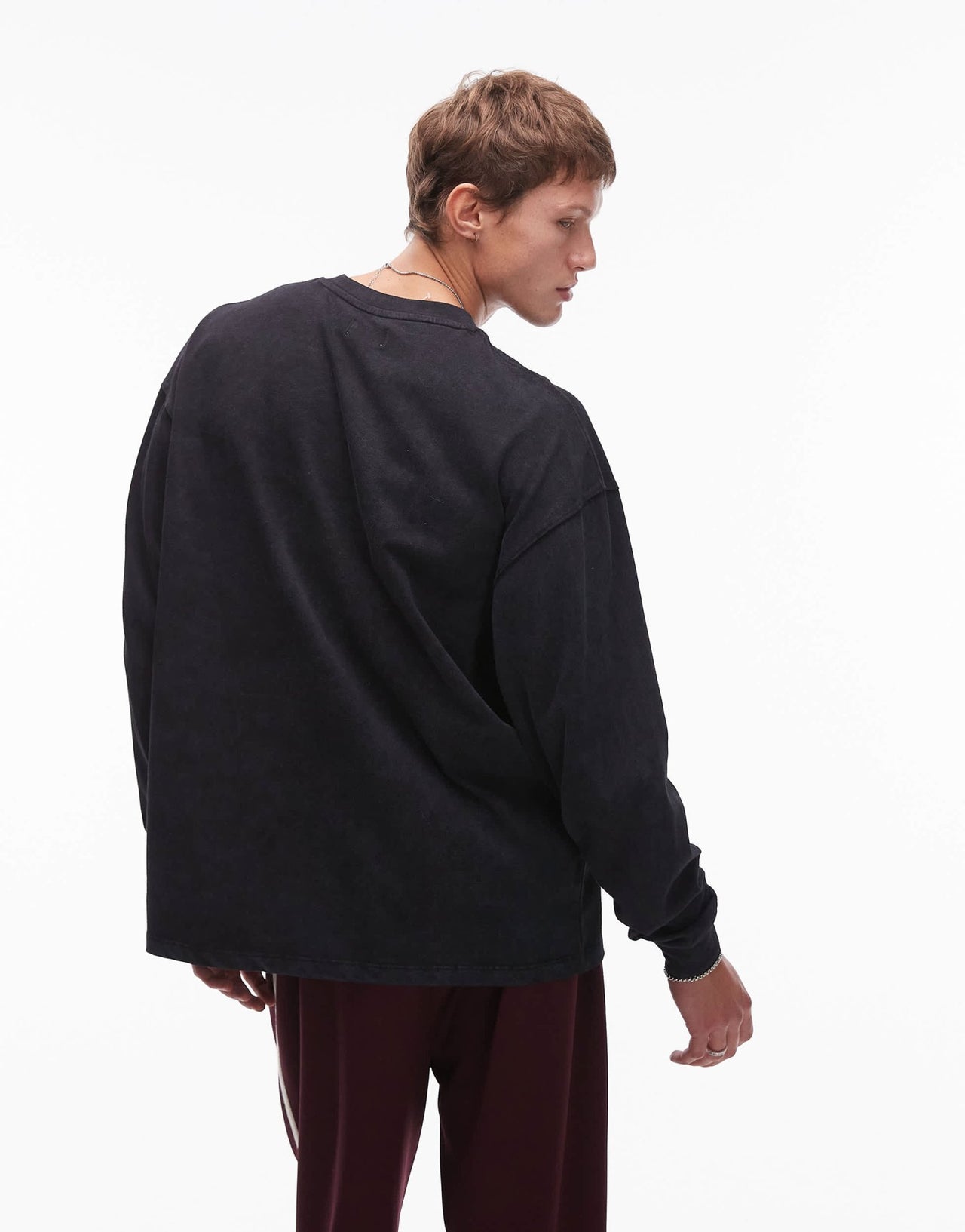 Topman relaxed fit long sleeve t-shirt in washed black - ASOS Sample Sale EU Store