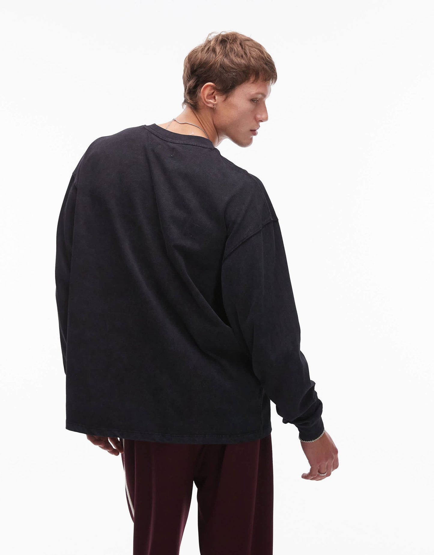 Topman relaxed fit long sleeve t-shirt in washed black - ASOS Sample Sale EU Store