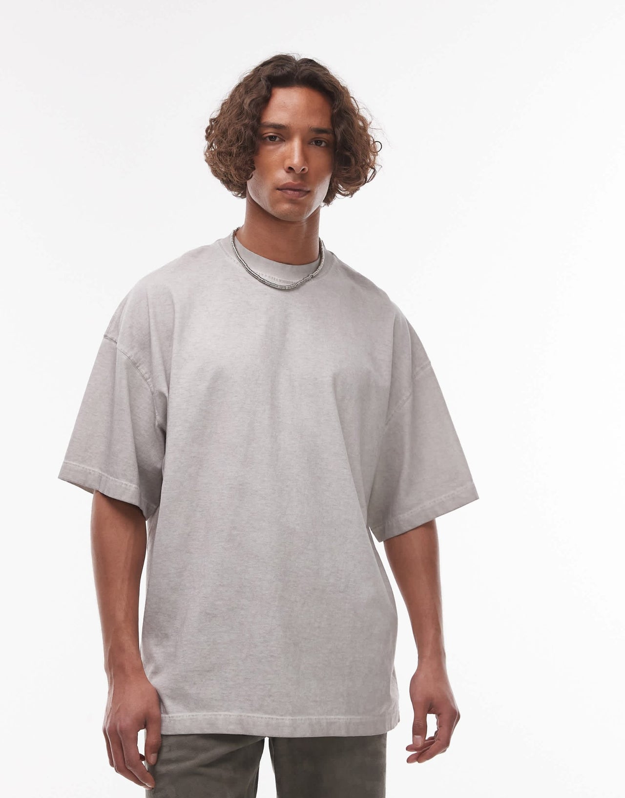 Topman relaxed fit oil wash t-shirt in light grey - ASOS Sample Sale EU Store