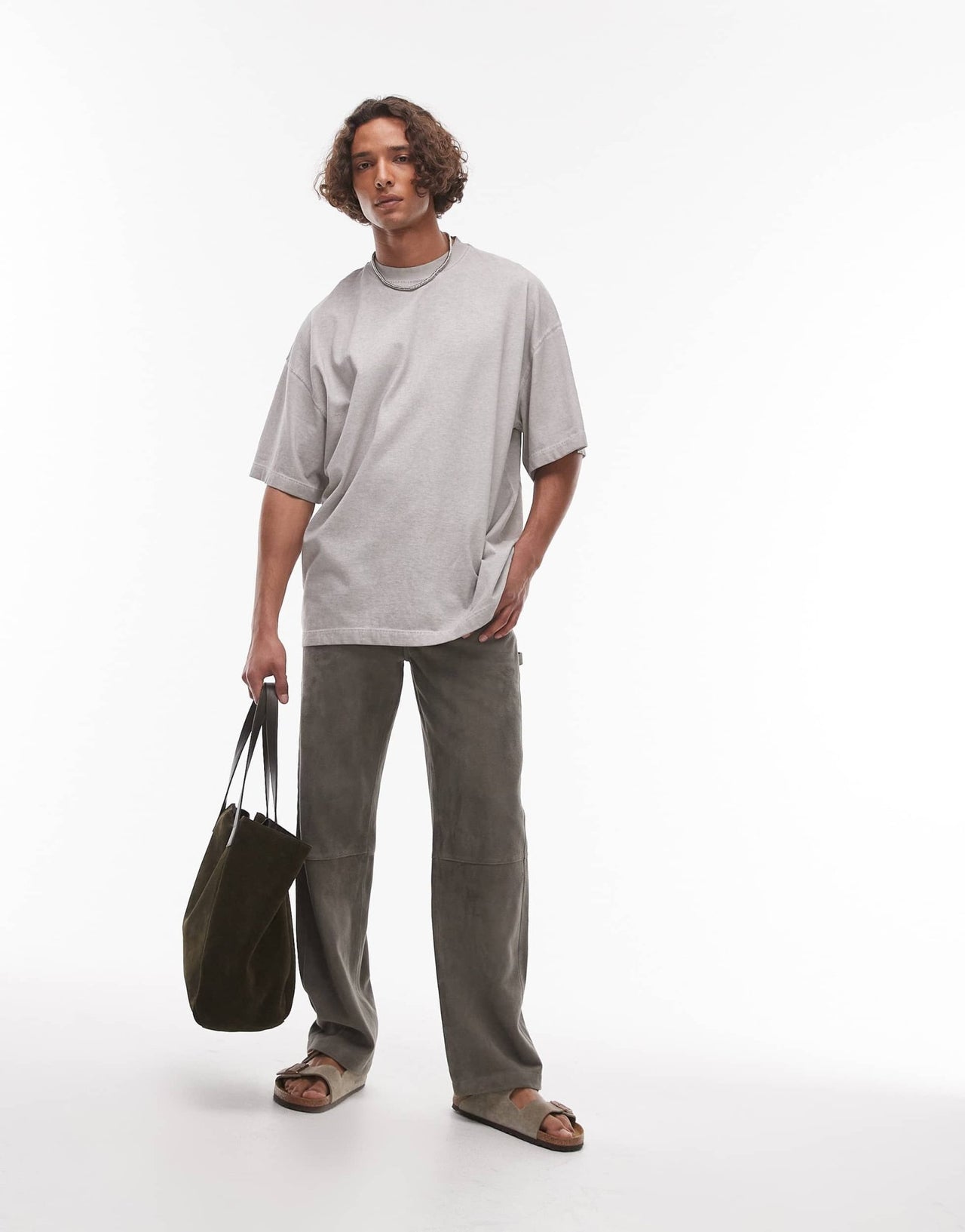Topman relaxed fit oil wash t-shirt in light grey - ASOS Sample Sale EU Store