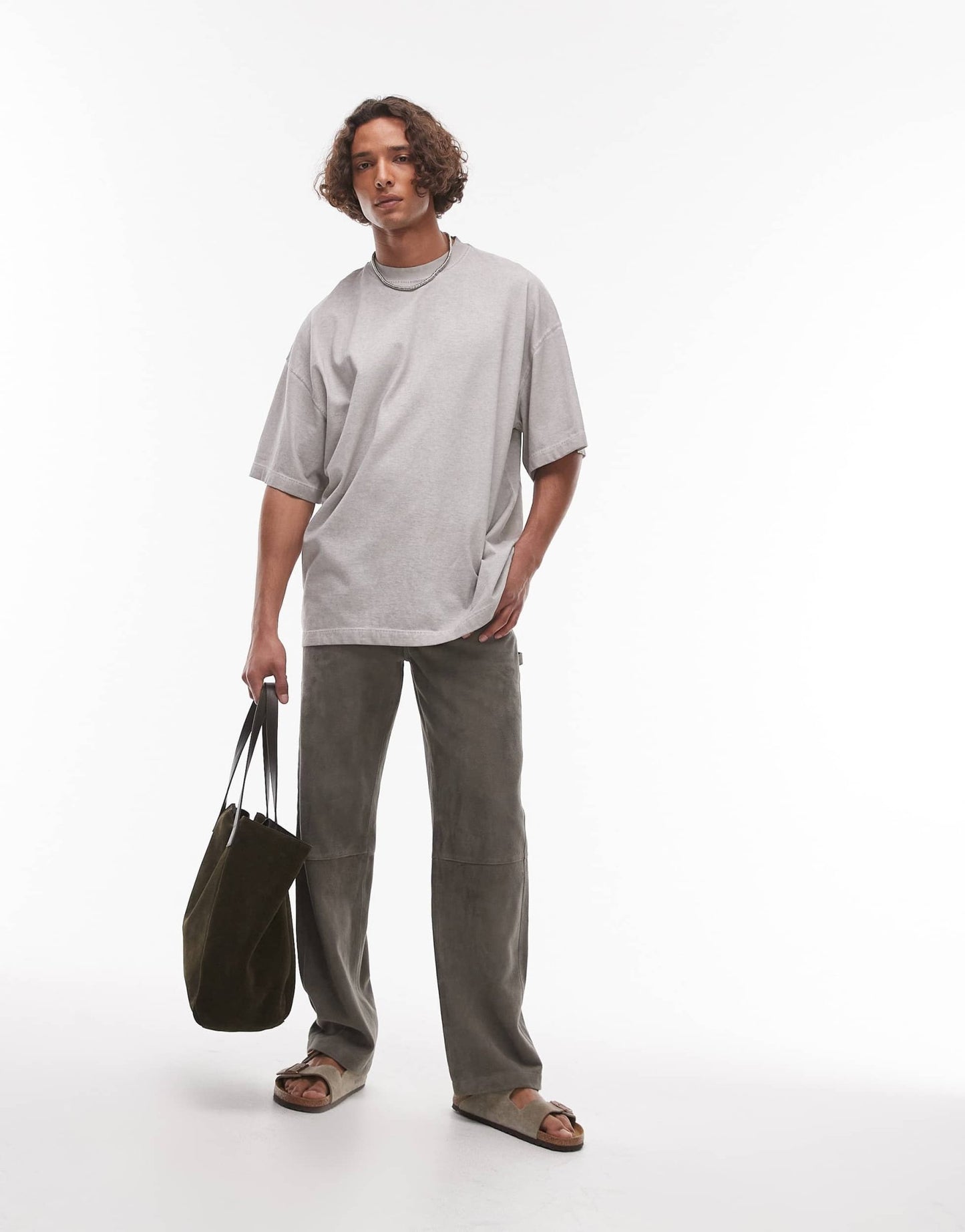 Topman relaxed fit oil wash t-shirt in light grey - ASOS Sample Sale EU Store