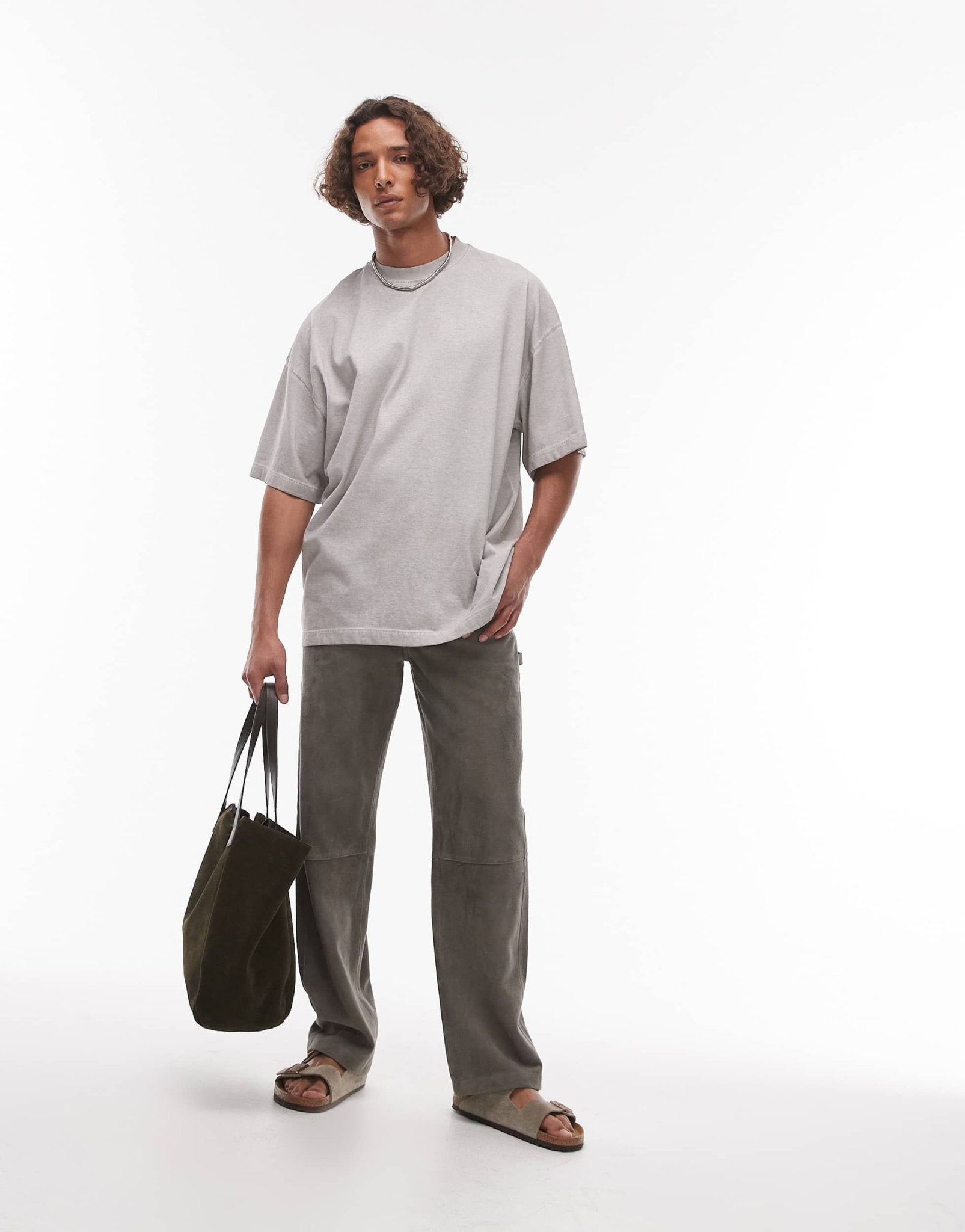Topman relaxed fit oil wash t-shirt in light grey - ASOS Sample Sale EU Store