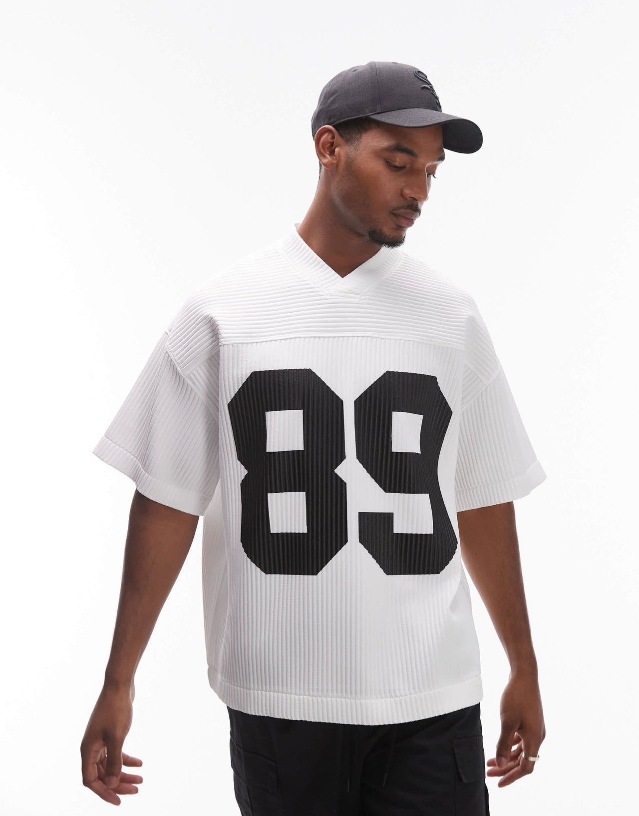 Topman relaxed fit plisse t-shirt with 89 print in white - ASOS Sample Sale EU Store