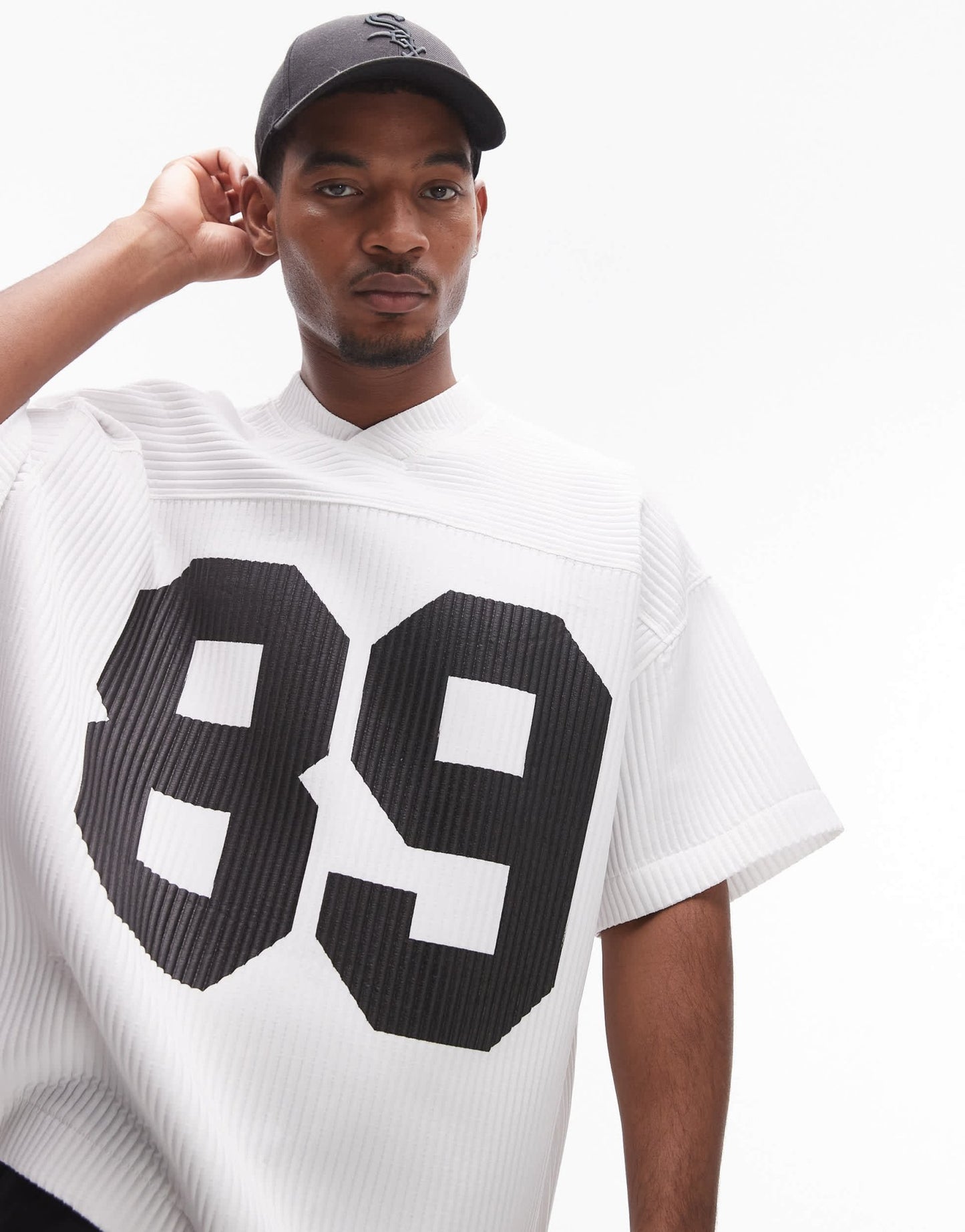 Topman relaxed fit plisse t-shirt with 89 print in white - ASOS Sample Sale EU Store