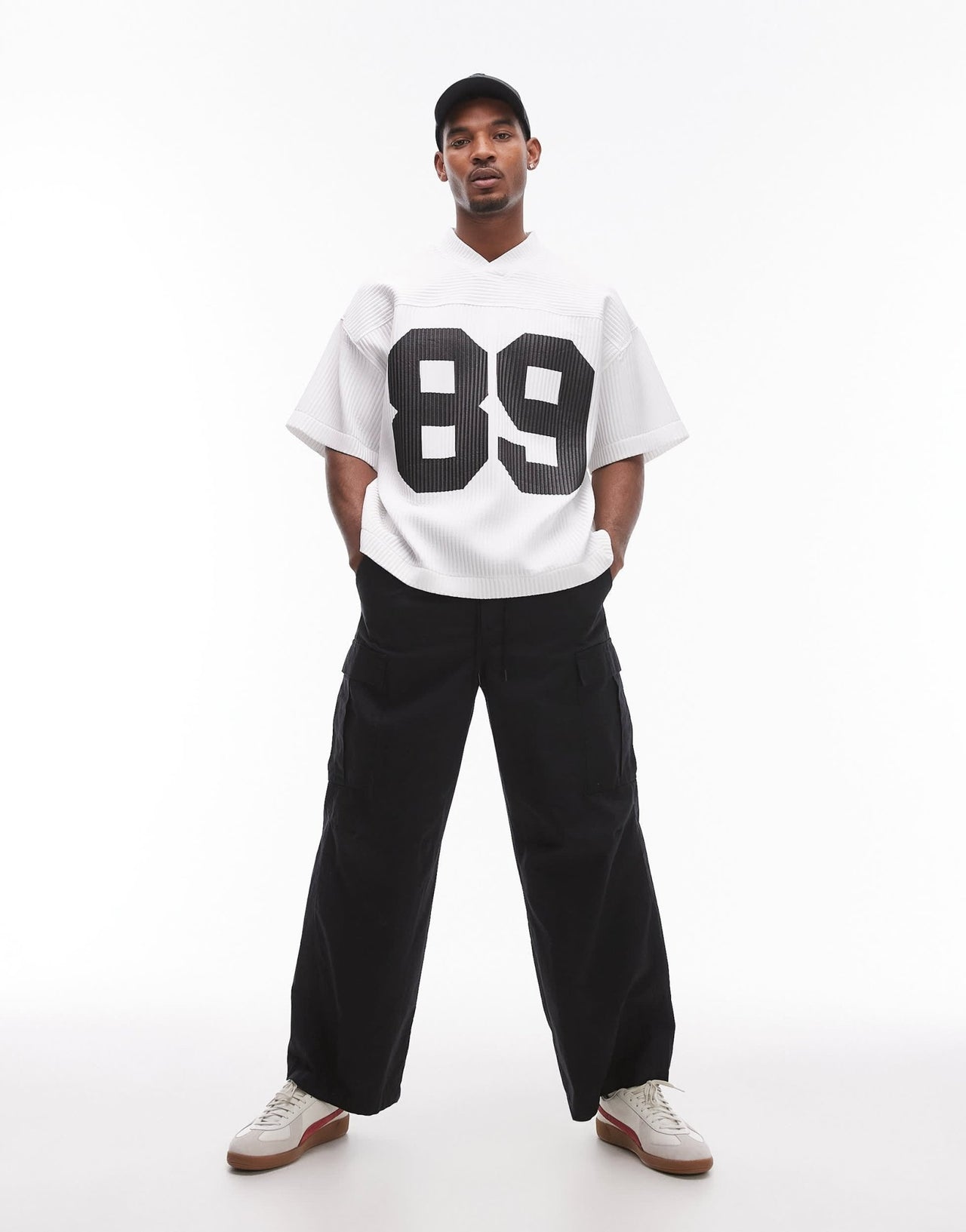 Topman relaxed fit plisse t-shirt with 89 print in white - ASOS Sample Sale EU Store