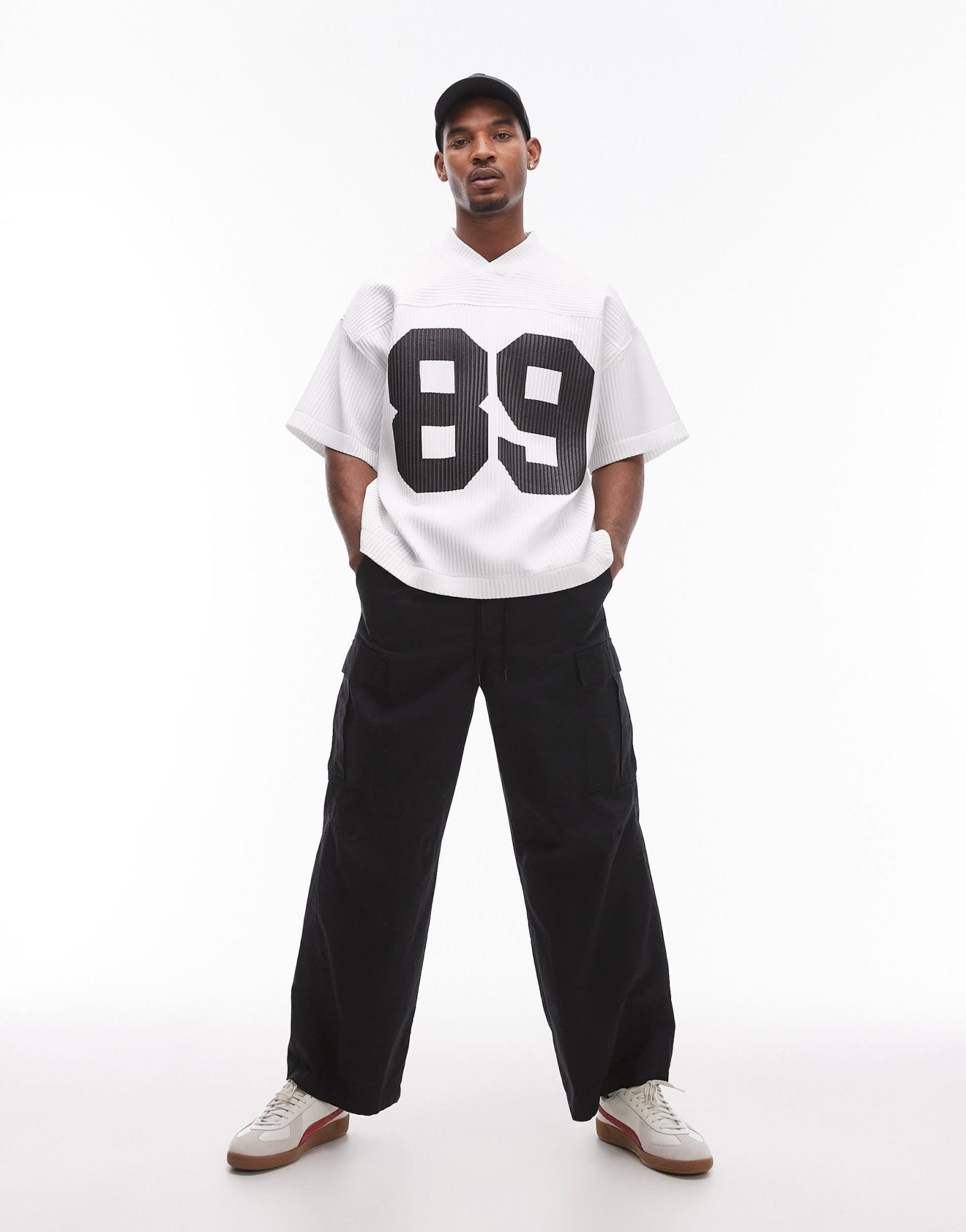 Topman relaxed fit plisse t-shirt with 89 print in white - ASOS Sample Sale EU Store