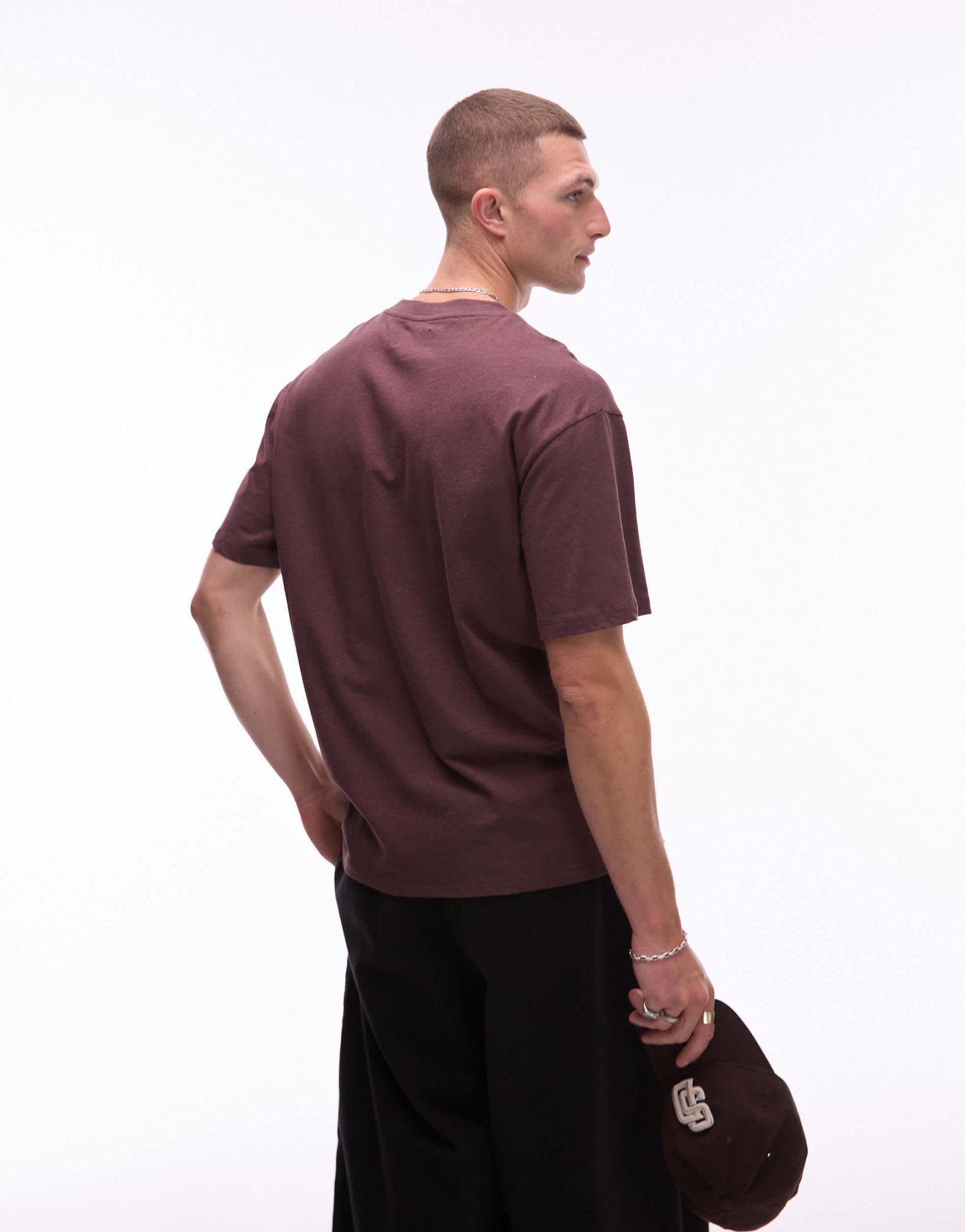 Topman relaxed fit t-shirt with linen blend in brown - ASOS Sample Sale EU Store