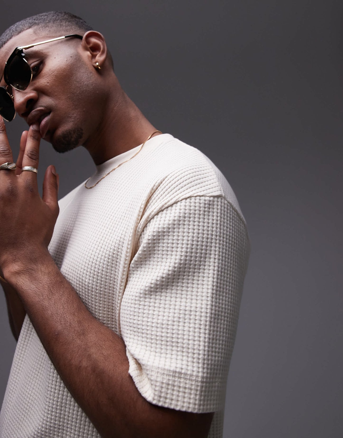Topman relaxed fit waffle t-shirt in ecru - ASOS Sample Sale EU Store