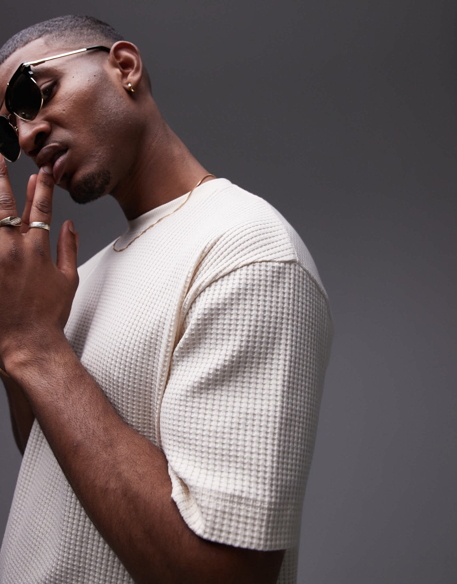 Topman relaxed fit waffle t-shirt in ecru - ASOS Sample Sale EU Store