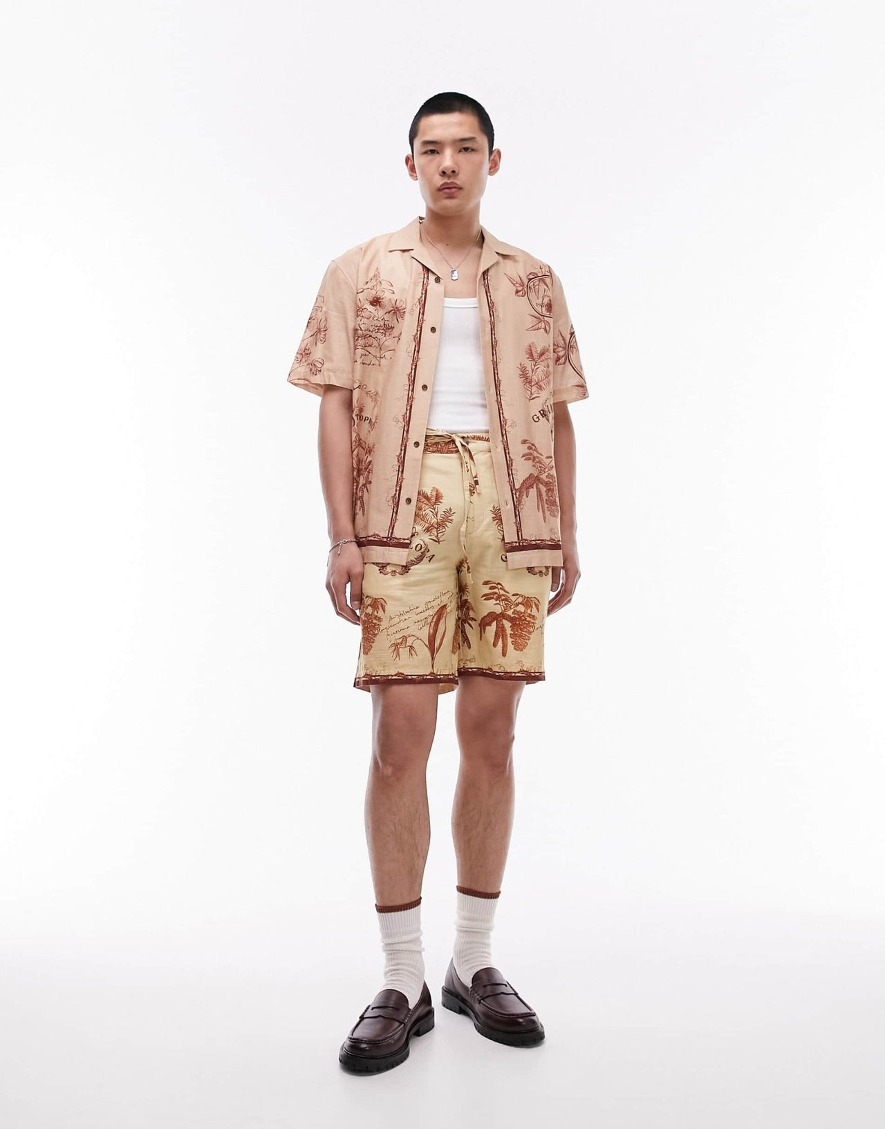 Topman relaxed printed short in stone - ASOS Sample Sale EU Store