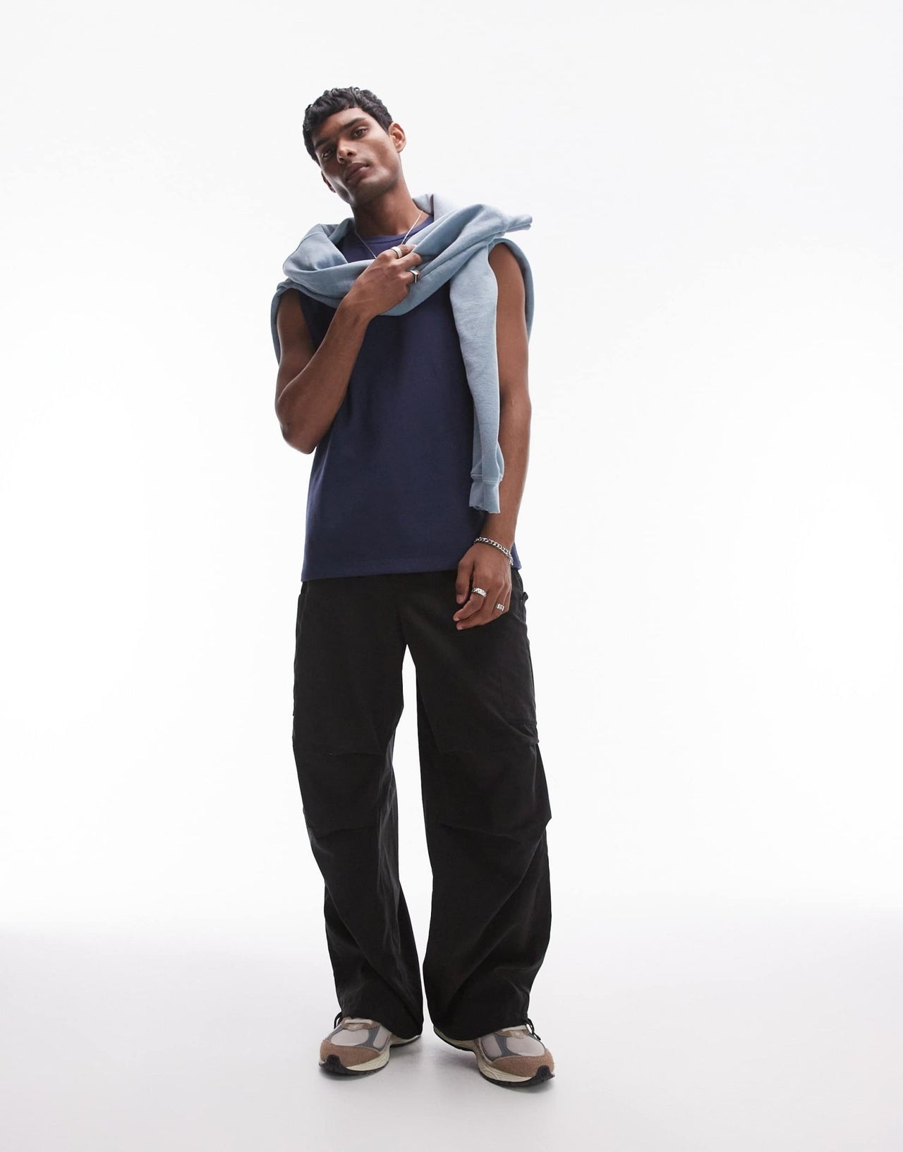 Topman relaxed sleeveless heavyweight t-shirt in navy - ASOS Sample Sale EU Store
