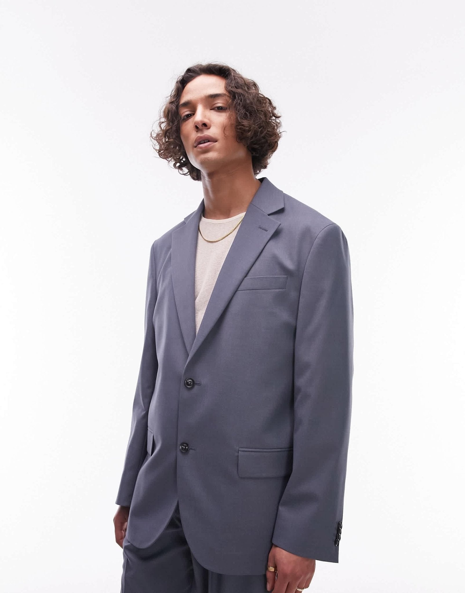 Topman relaxed suit jacket in blue - ASOS Sample Sale EU Store