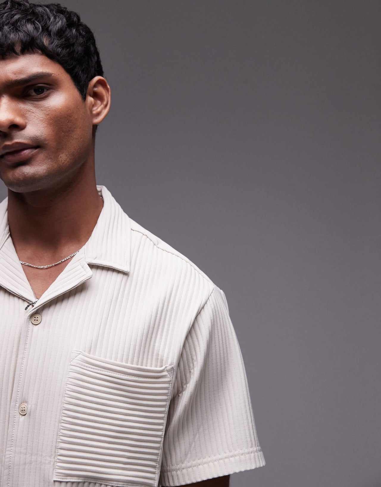Topman short sleeve plisse shirt in light grey - ASOS Sample Sale EU Store