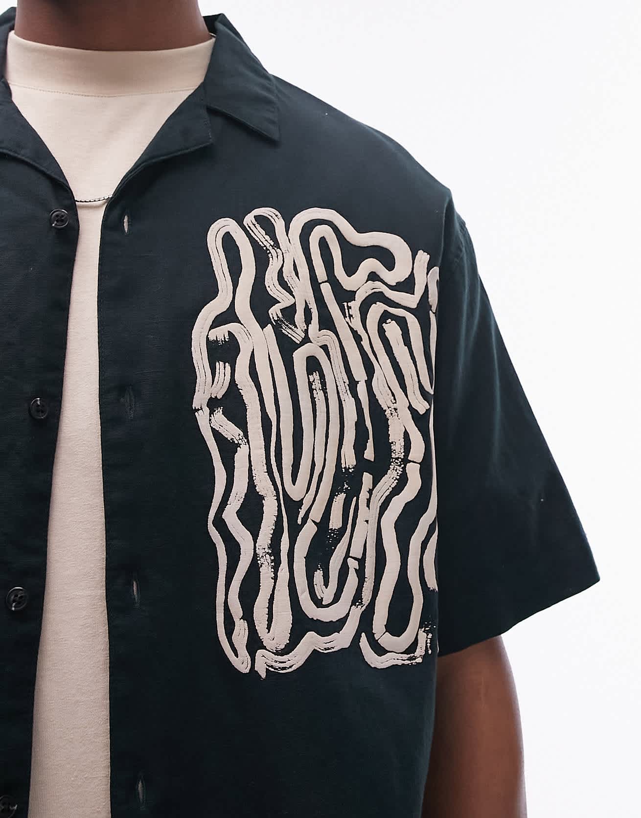 Topman short sleeve relaxed placement print shirt in green - ASOS Sample Sale EU Store