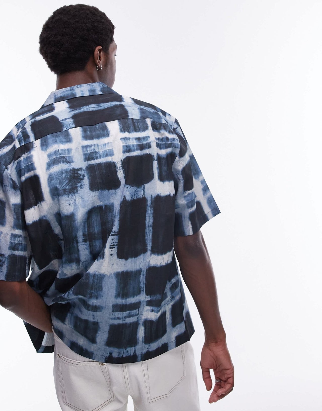 Topman short sleeve relaxed sheer check shirt in blue - ASOS Sample Sale EU Store