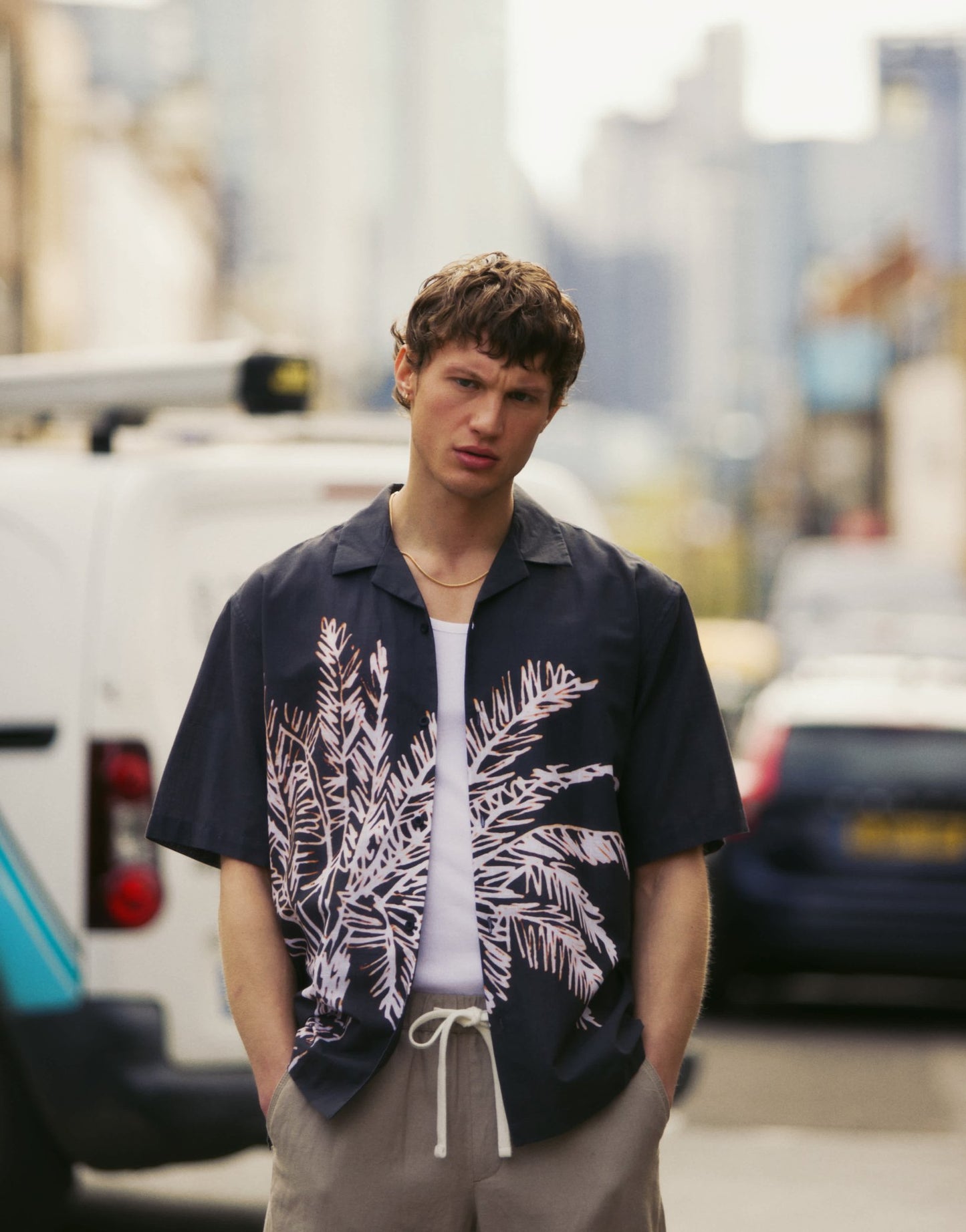 Topman short sleeve relaxed washed palm printed shirt in black - ASOS Sample Sale EU Store