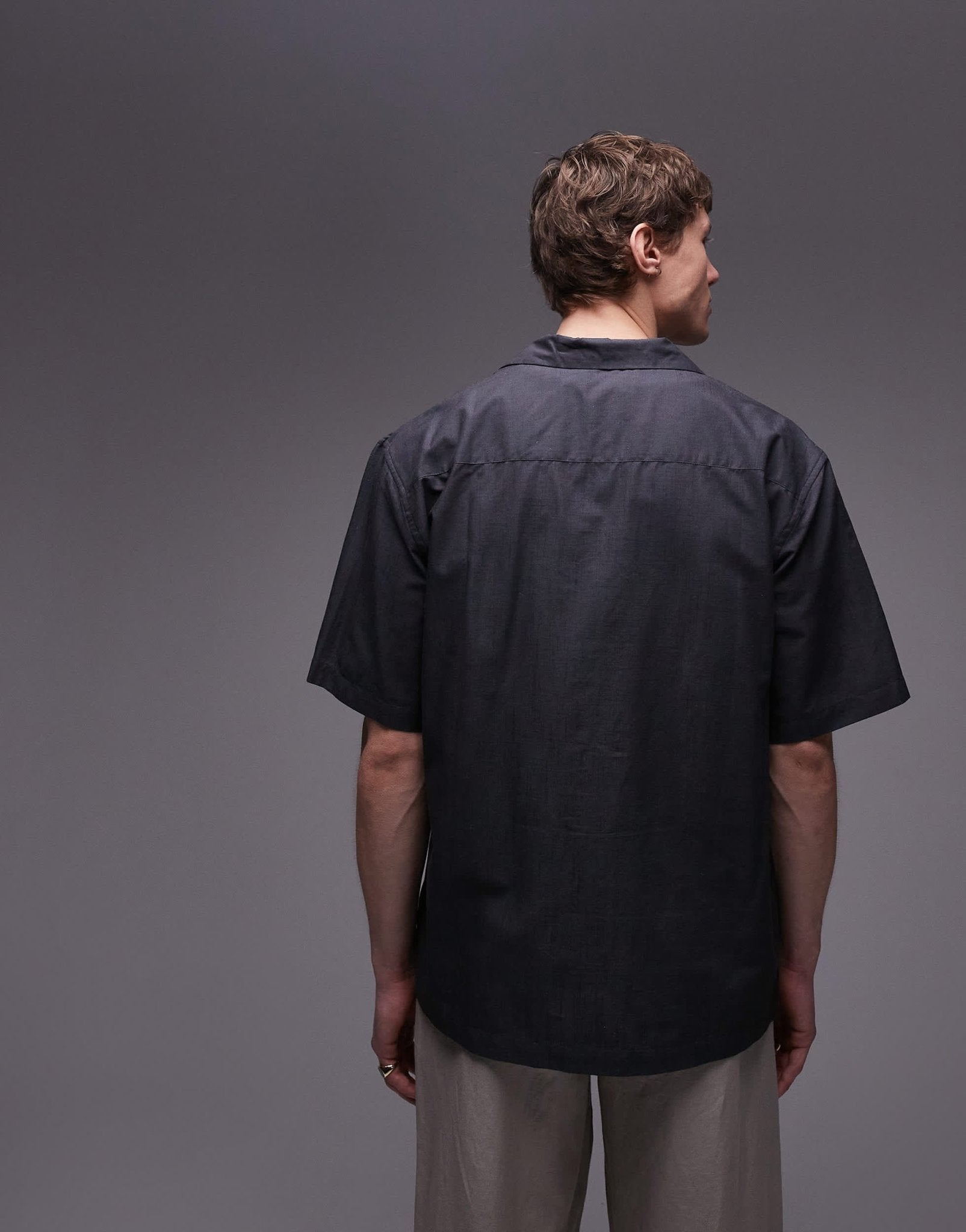 Topman short sleeve relaxed washed palm printed shirt in black - ASOS Sample Sale EU Store
