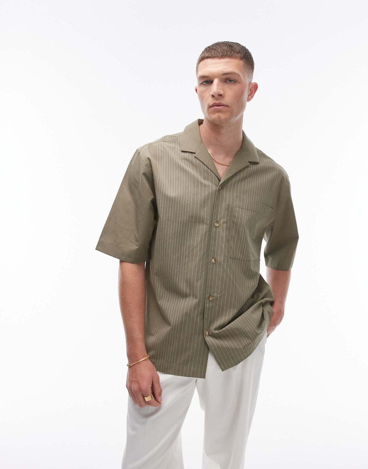 Topman short sleeve smart boxy shirt in green - ASOS Sample Sale EU Store