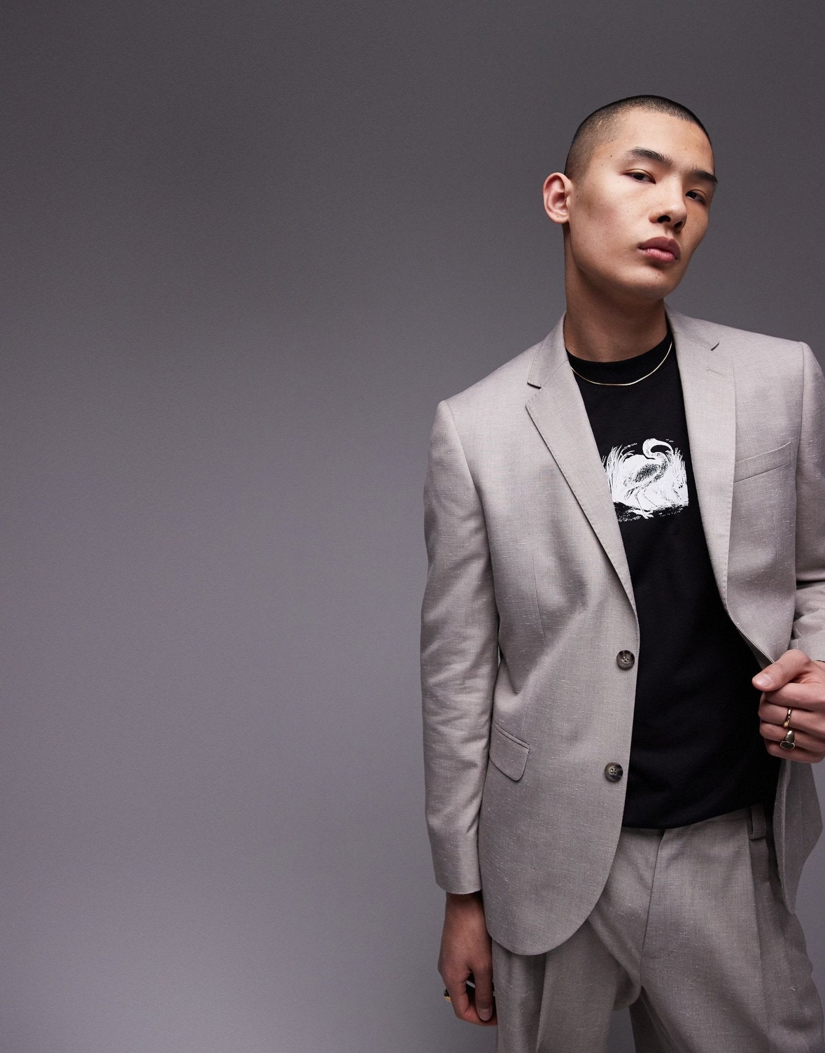 Topman slim linen blend suit jacket in stone - ASOS Sample Sale EU Store