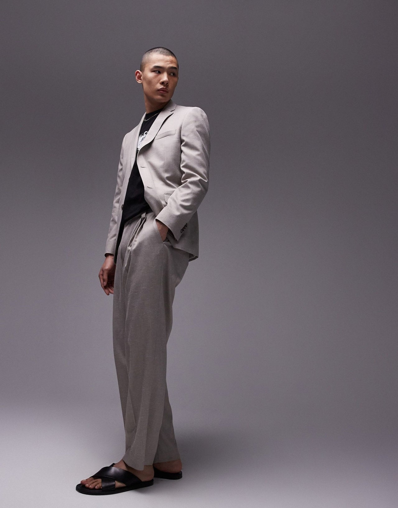 Topman slim linen blend suit jacket in stone - ASOS Sample Sale EU Store