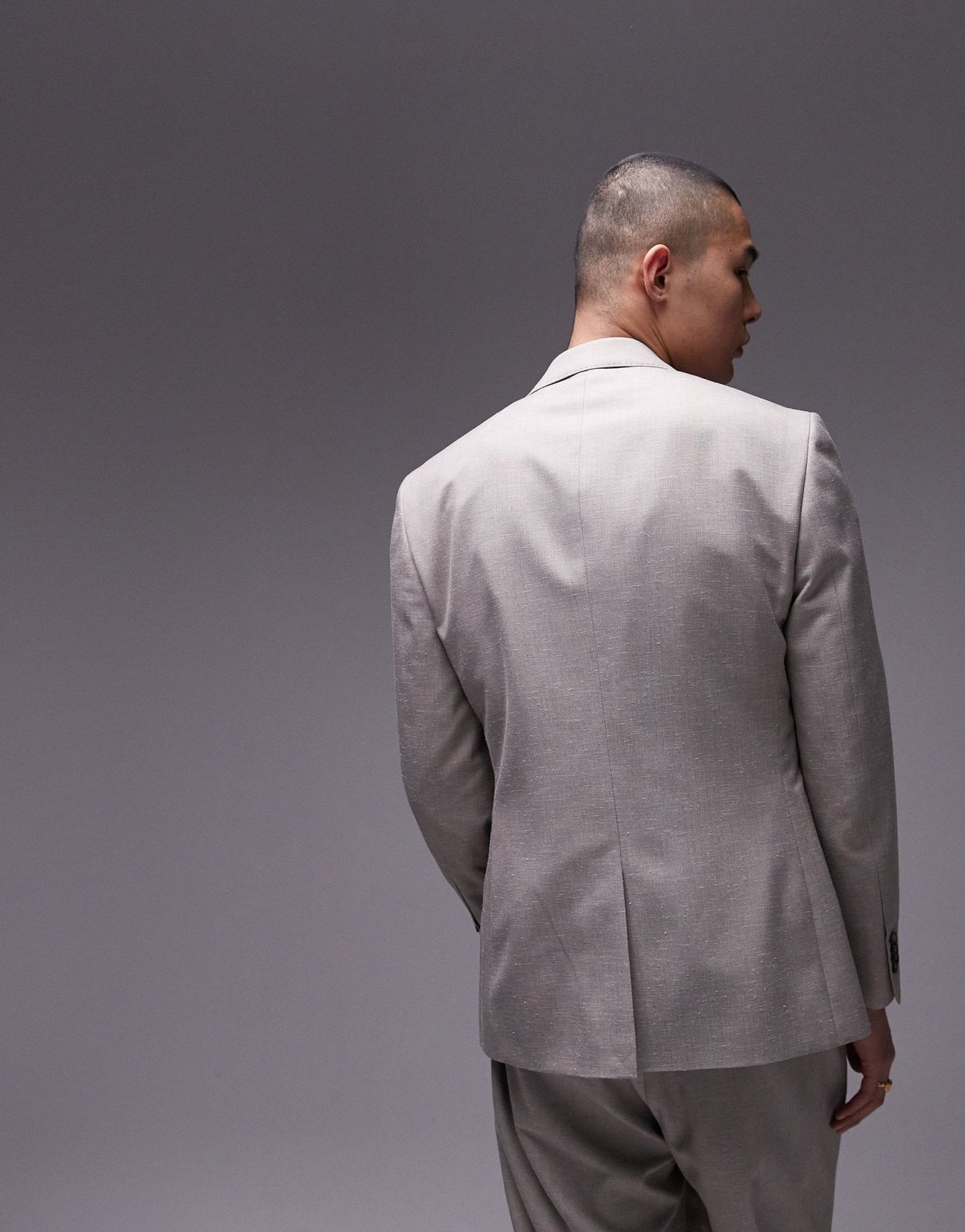 Topman slim linen blend suit jacket in stone - ASOS Sample Sale EU Store
