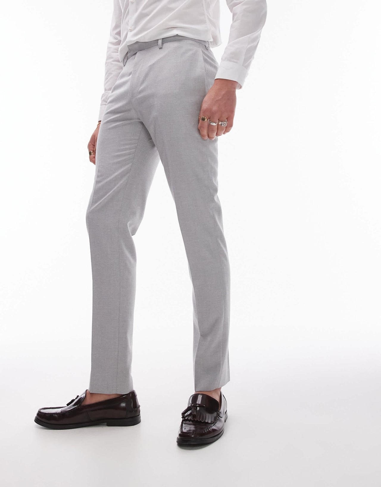 Topman slim linen blend suit trouser in grey - ASOS Sample Sale EU Store