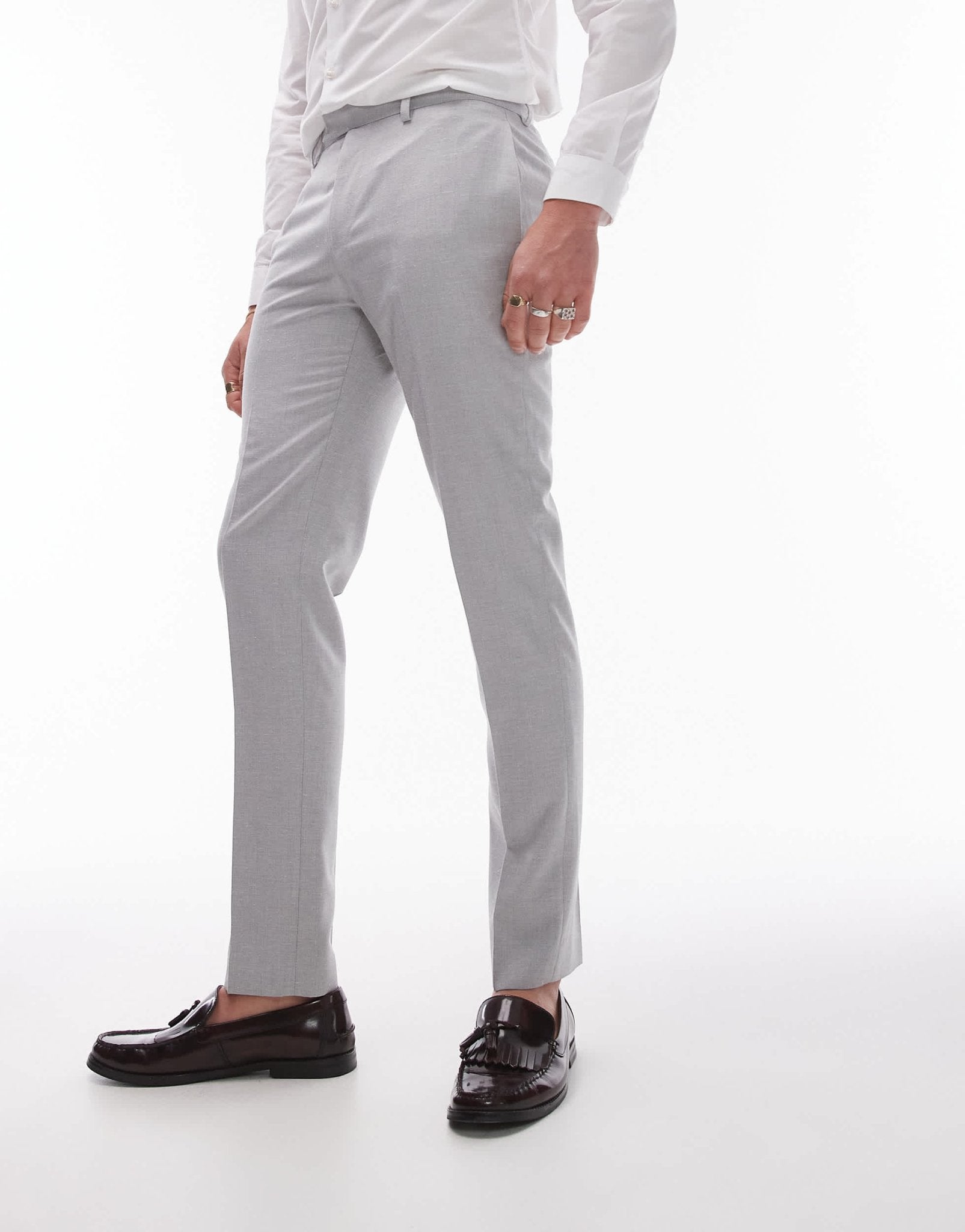 Topman slim linen blend suit trouser in grey - ASOS Sample Sale EU Store