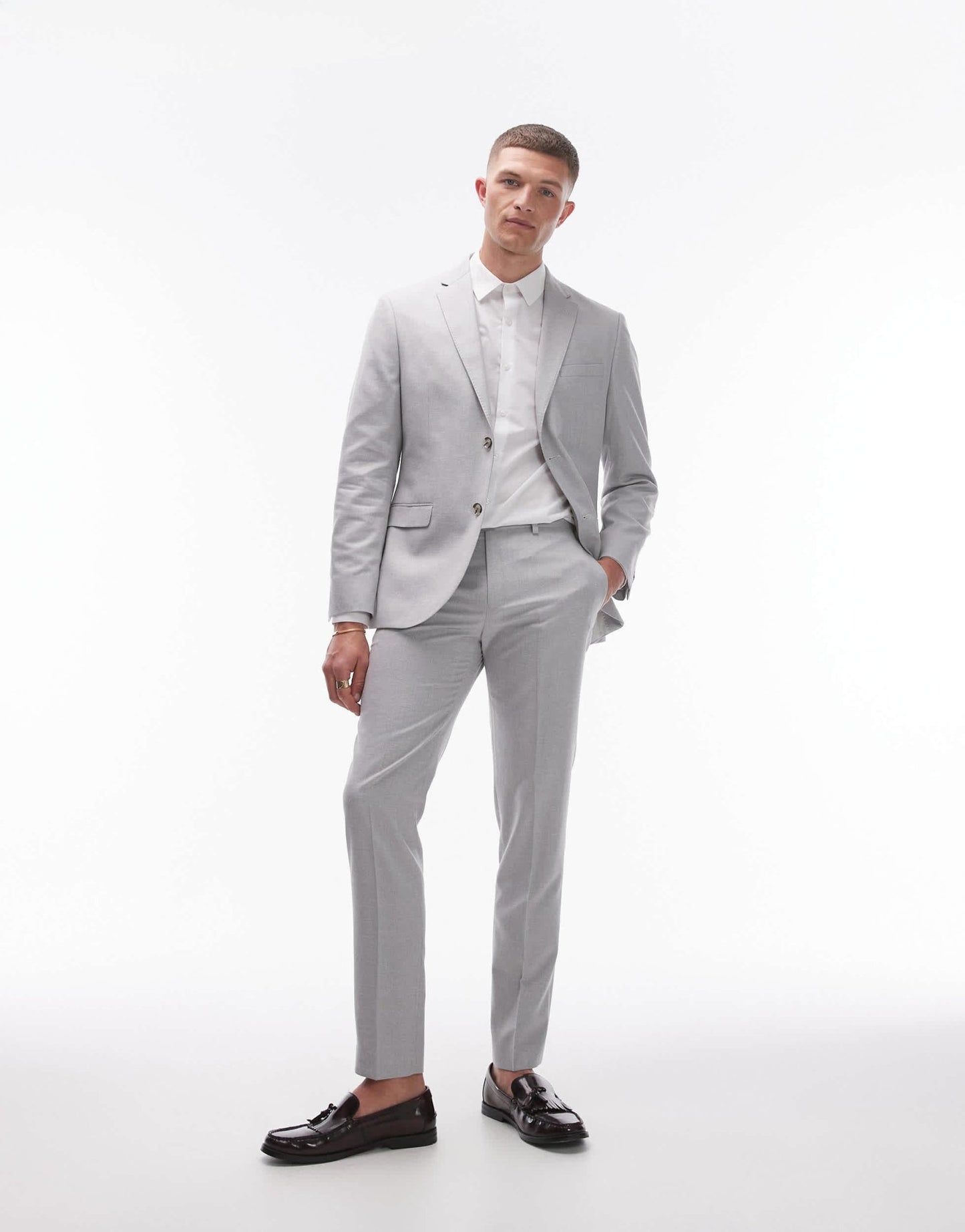 Topman slim linen blend suit trouser in grey - ASOS Sample Sale EU Store