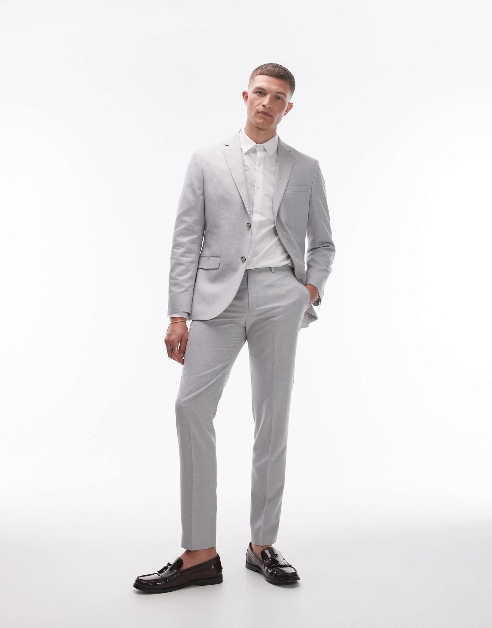 Topman slim linen blend suit trouser in grey - ASOS Sample Sale EU Store
